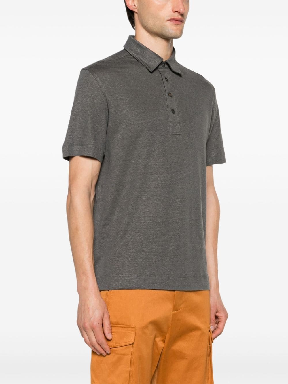 short-sleeve linen polo shirt - 3