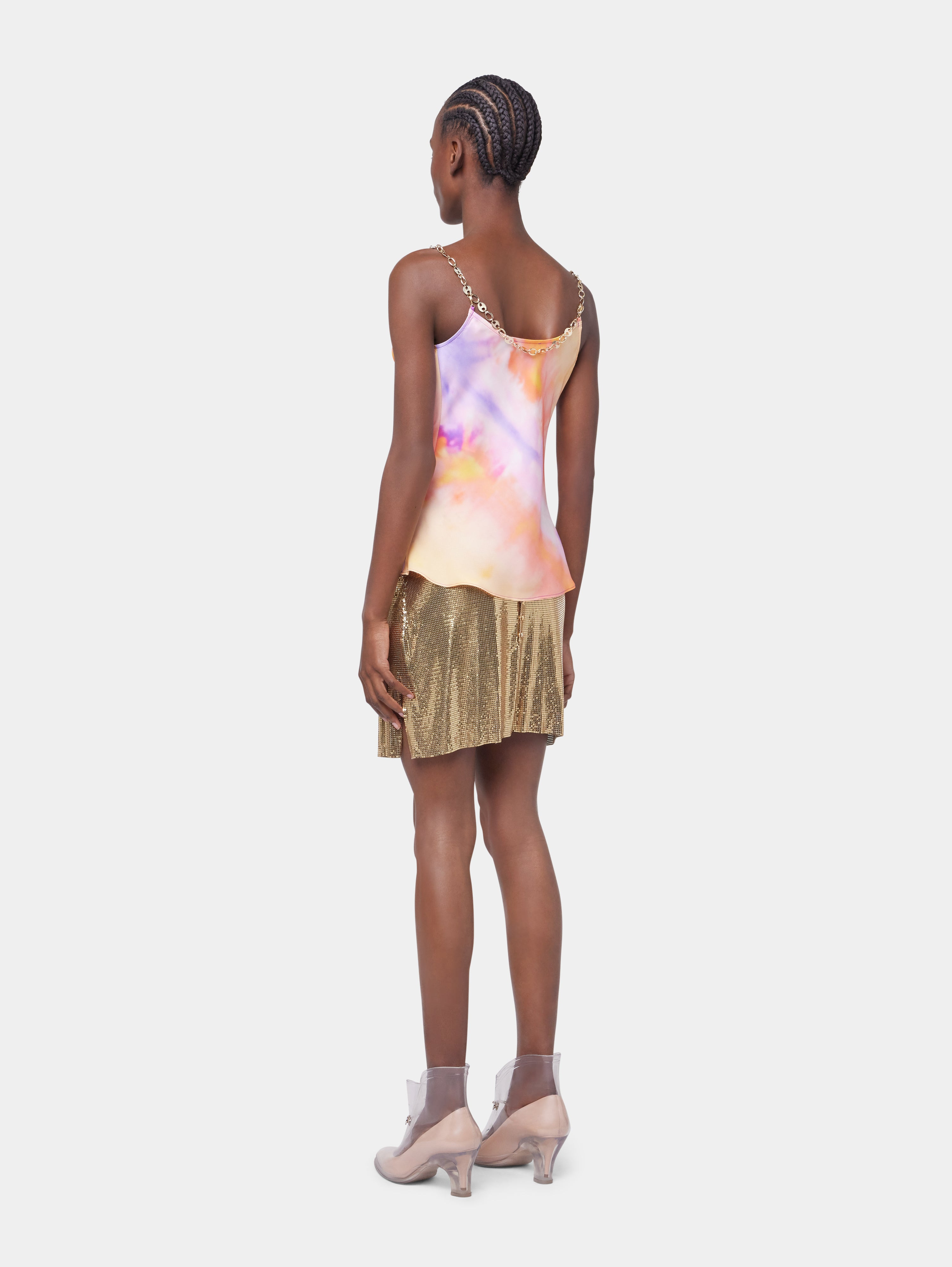 GOLD MINI SKIRT IN MESH - 6