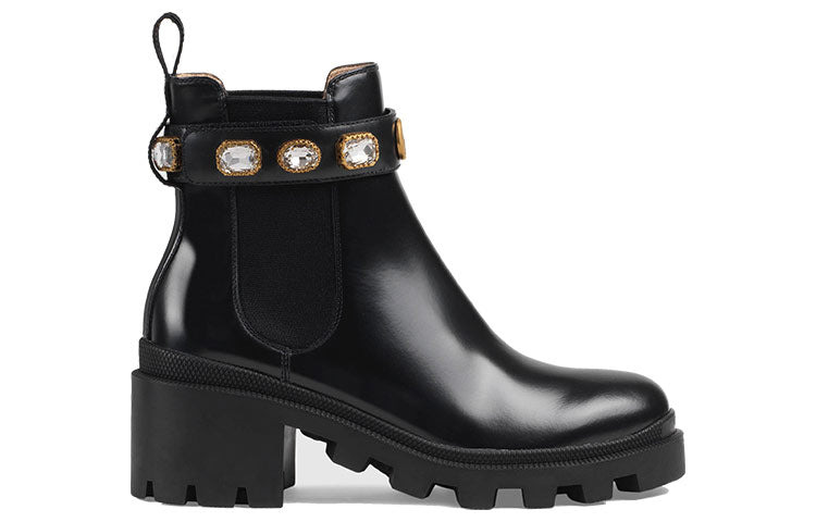 (WMNS) Gucci Ankle Boot With Belt 'Black Leather' 550036-DKS00-1000 - 2