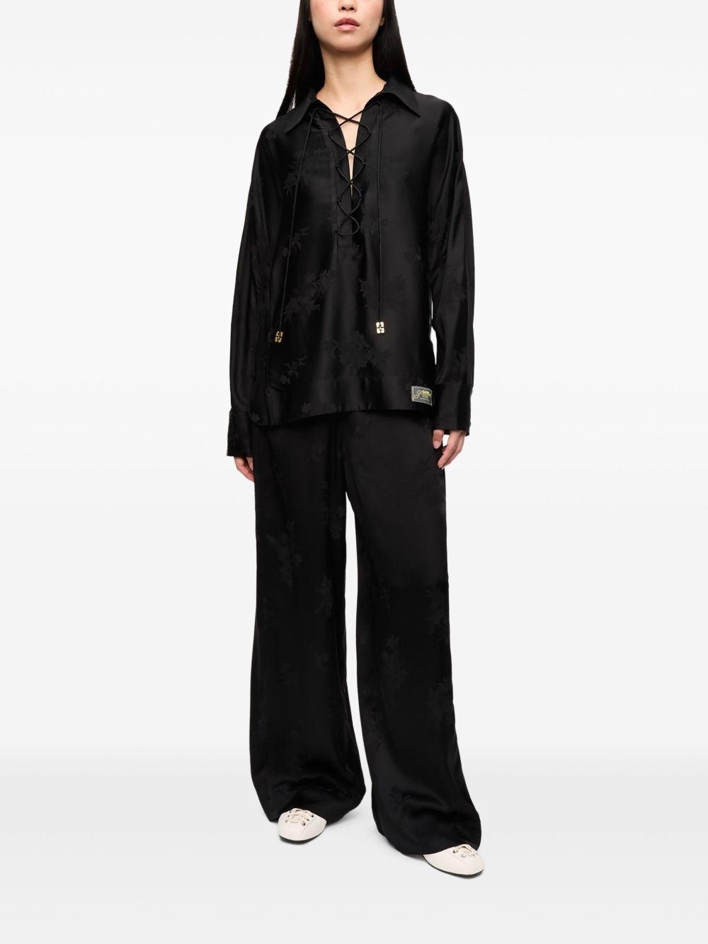 floral-jacquard shirt - 2