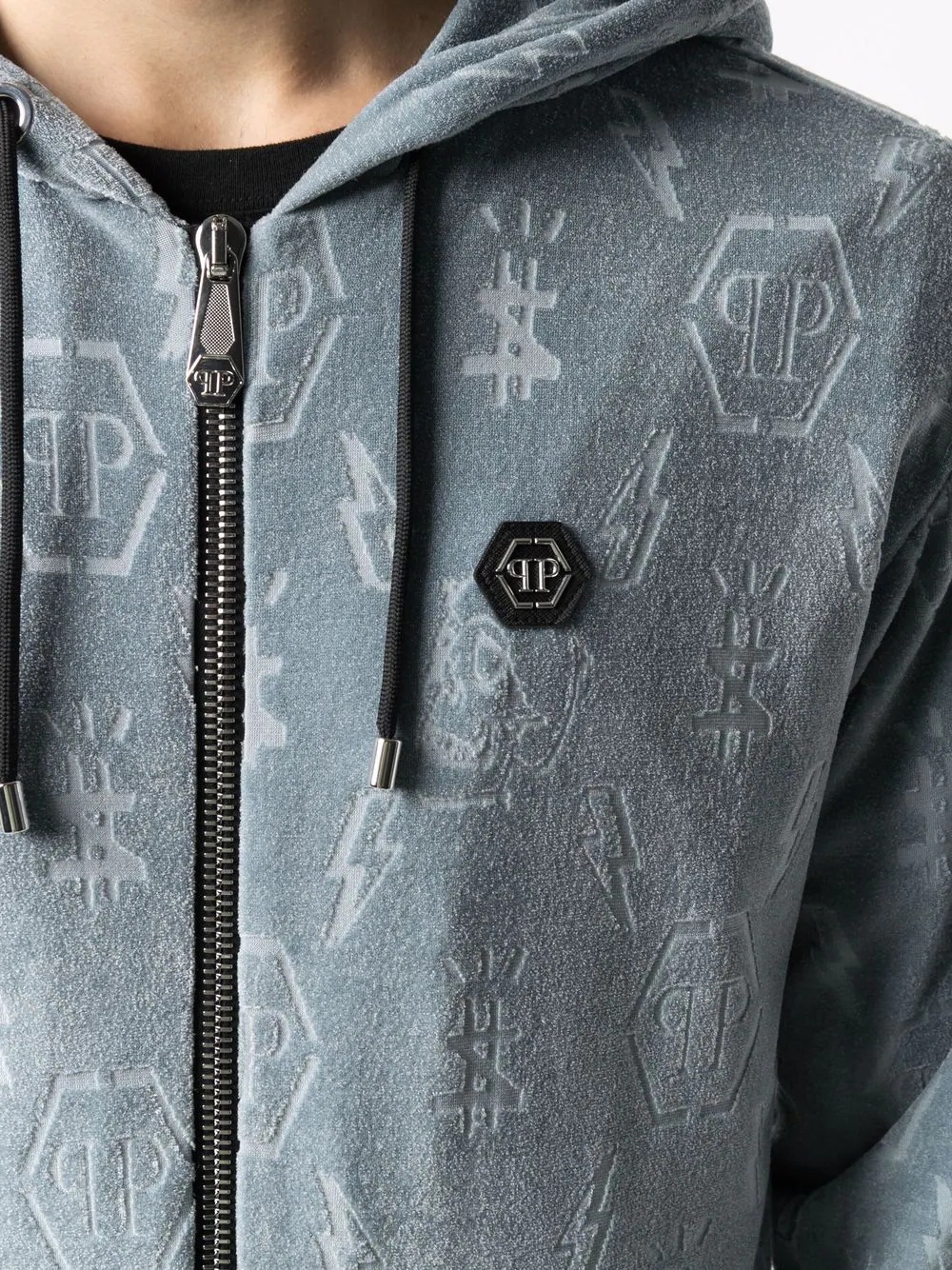 monogram-debossed hoodie - 5