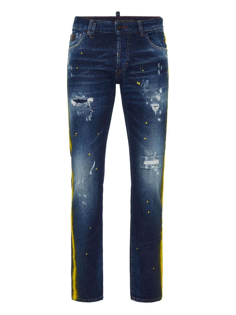paint-splatter stripe jeans 1