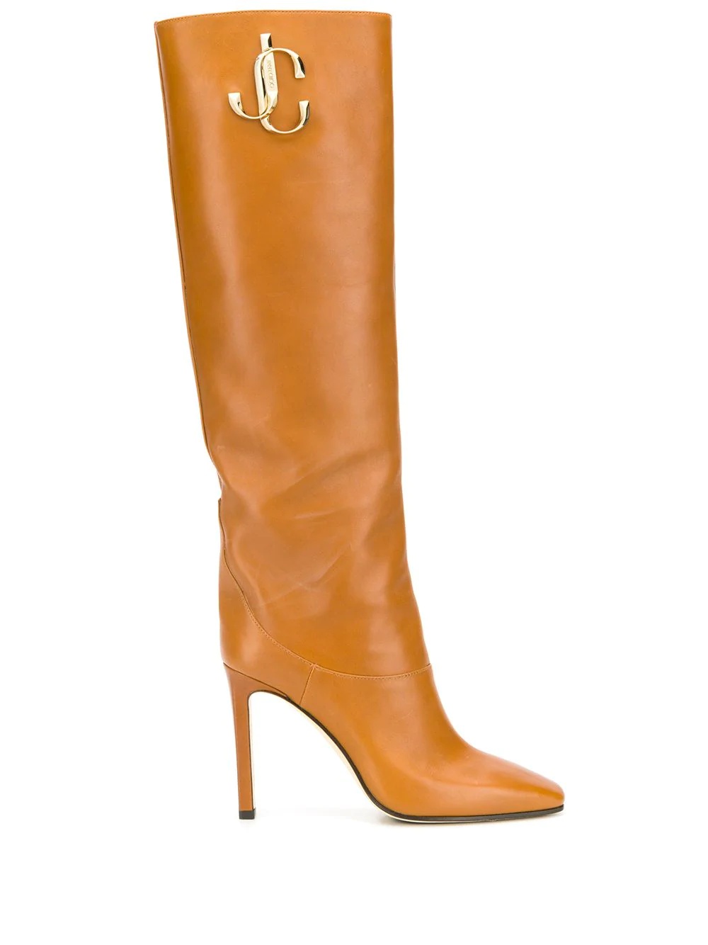 brown logo 100 knee-high boots - 1