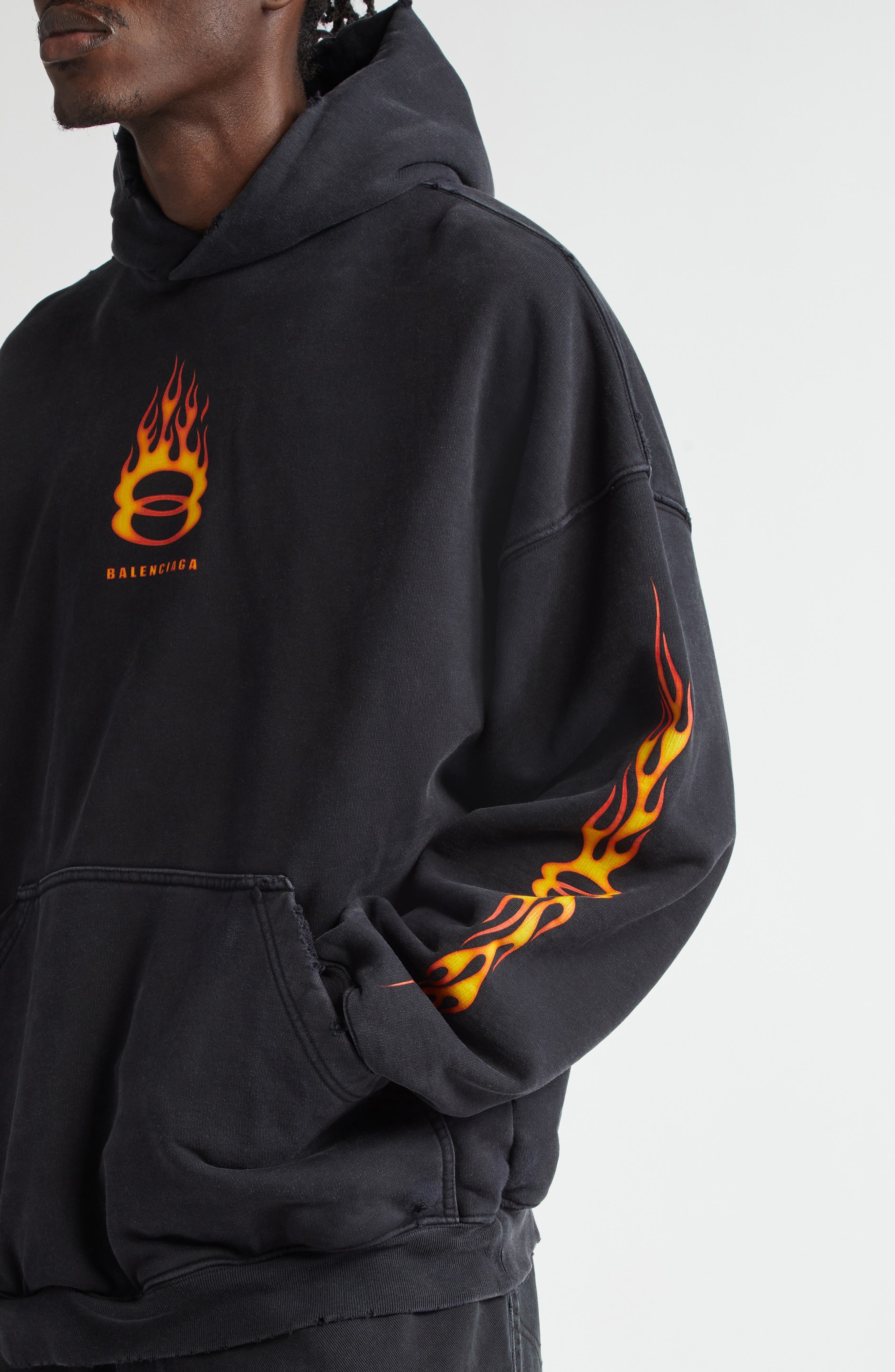 Oversize Burning Unity Cotton Hoodie - 5