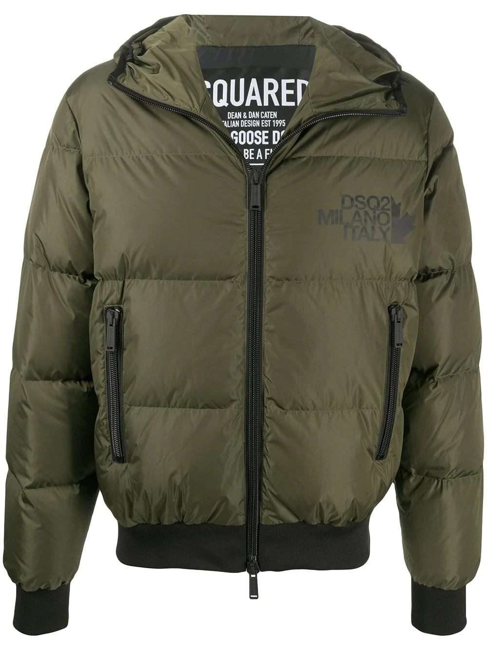 logo print padded jacket - 1