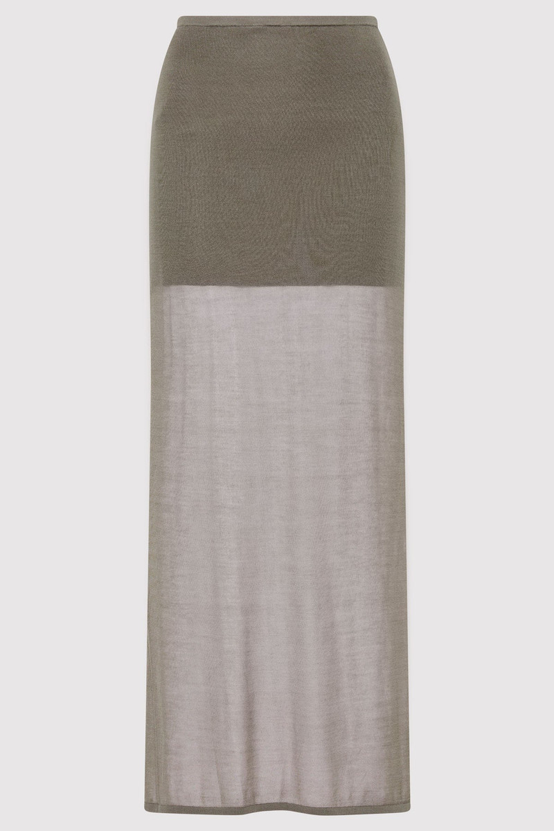 Sheer Column Skirt - Smokey Olive 1