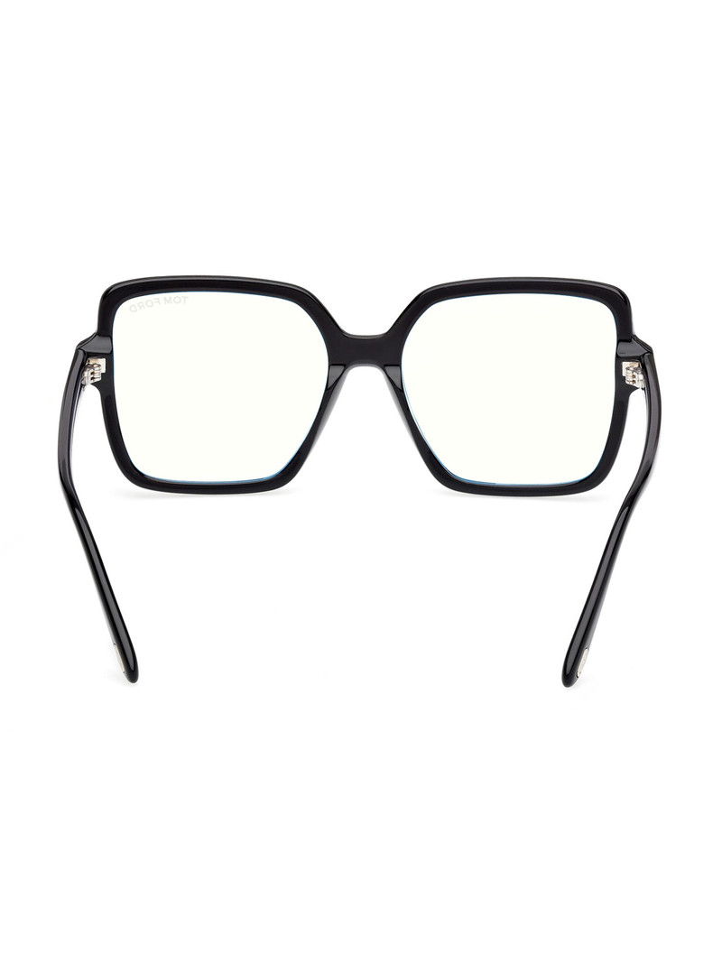 Women's 56MM Square Blue Block Eyeglasses - Shinyblack 5