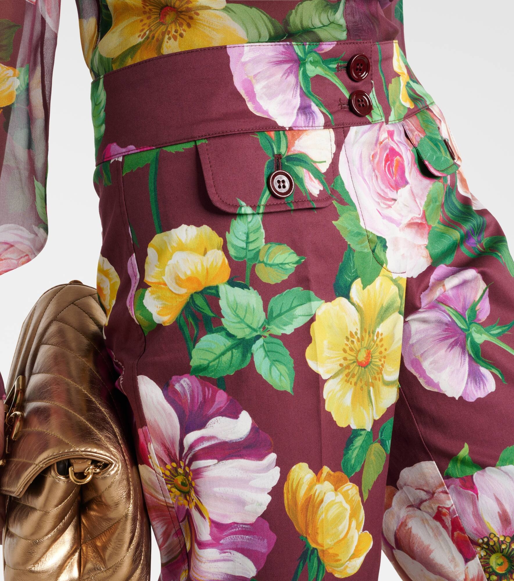 Floral low-rise cotton-blend pants - 4