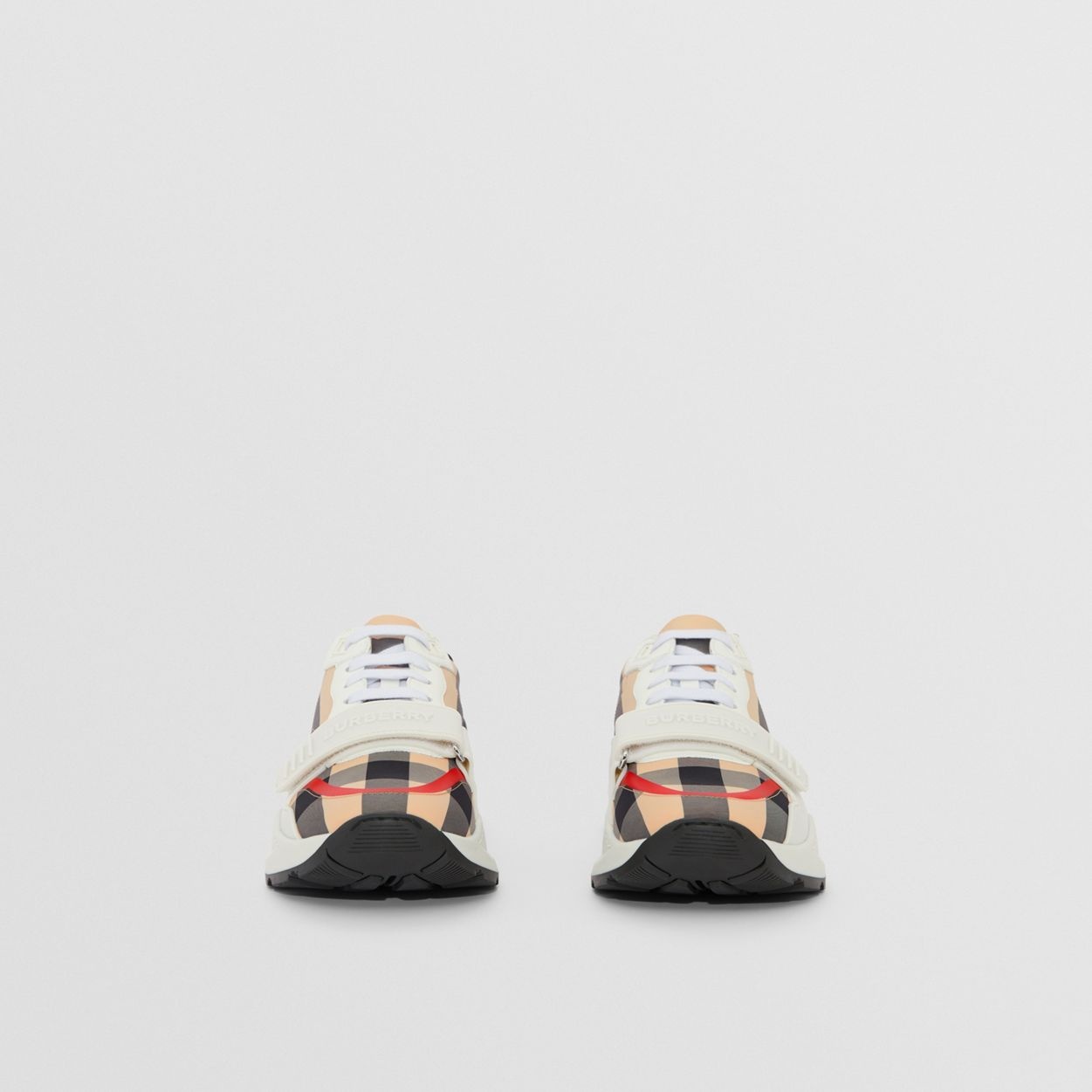 Check Nylon and Leather Sneakers - 4