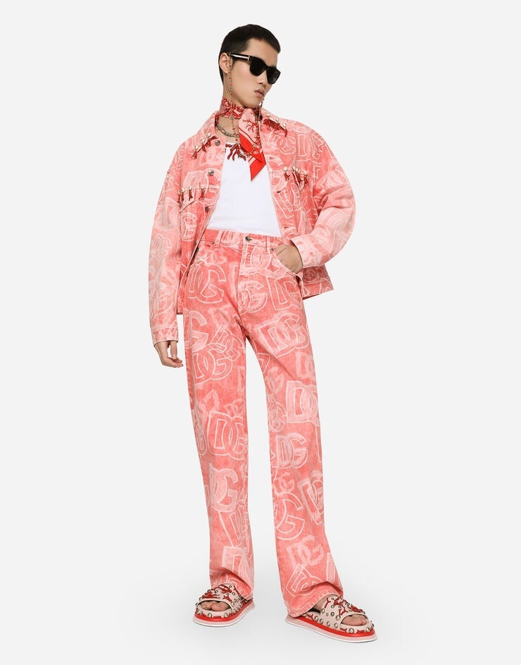 Oversize pink jeans with all-over DG print - 5
