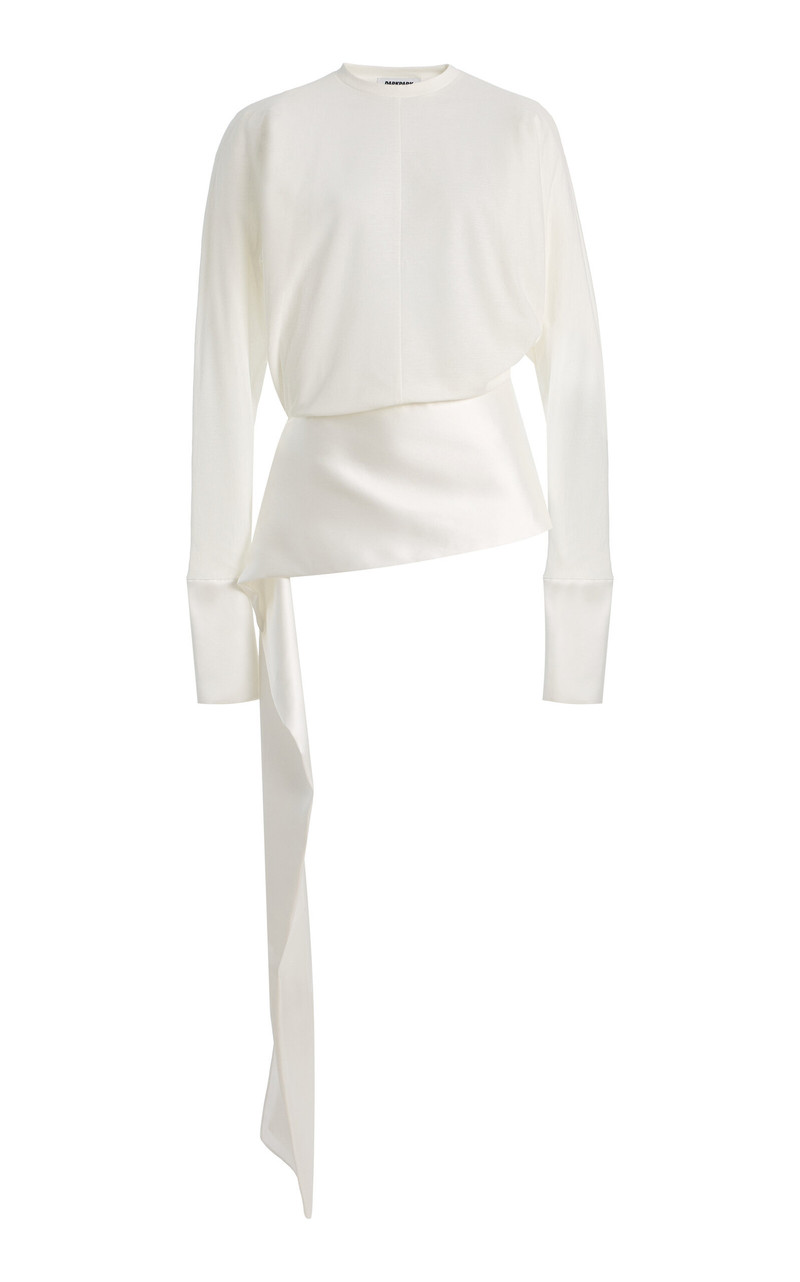Luna Satin-Detailed Cotton Jersey Top white 1