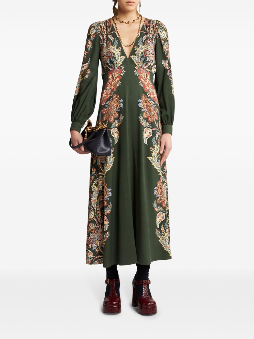 floral print twill dress - 2