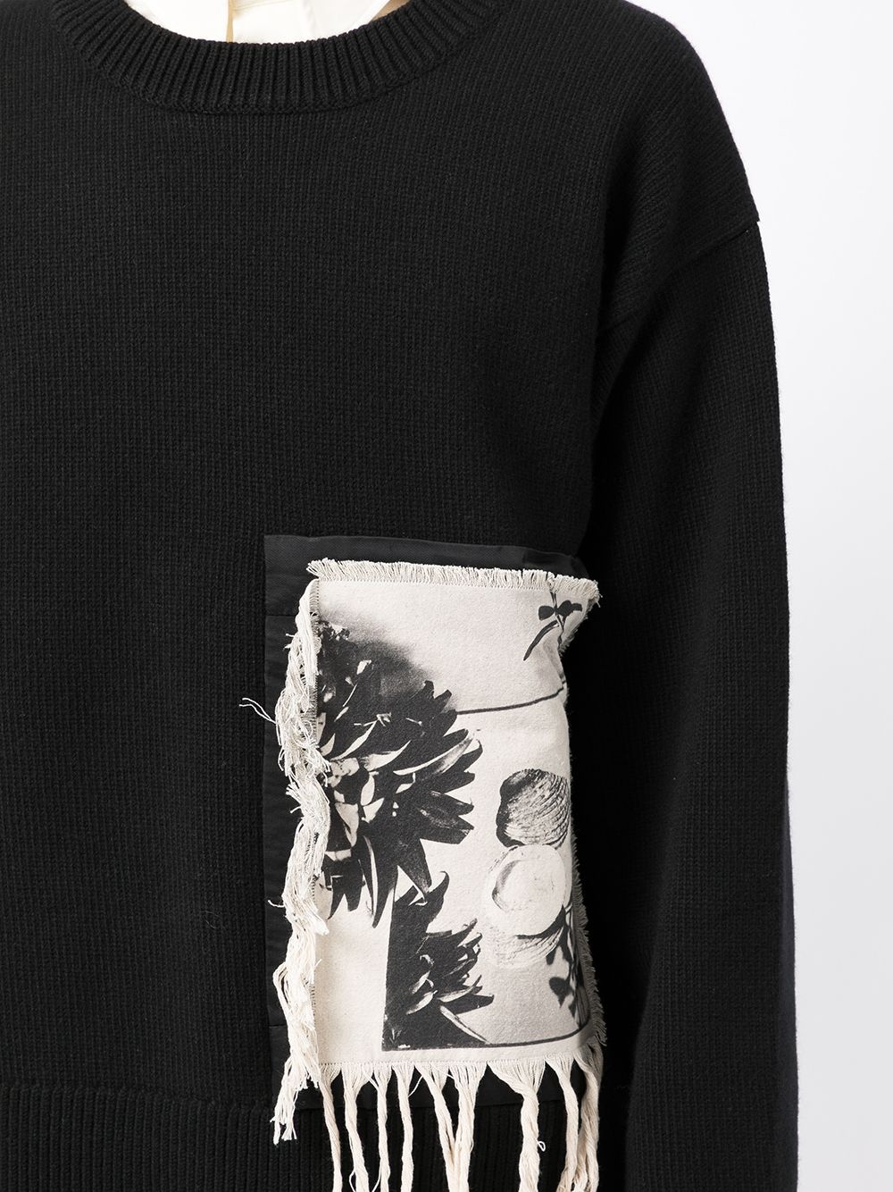 abstract-print frayed-edge jumper - 5