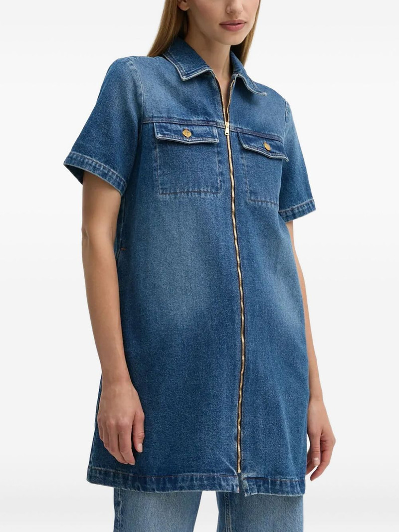 zip-front pocket denim mini dress 1