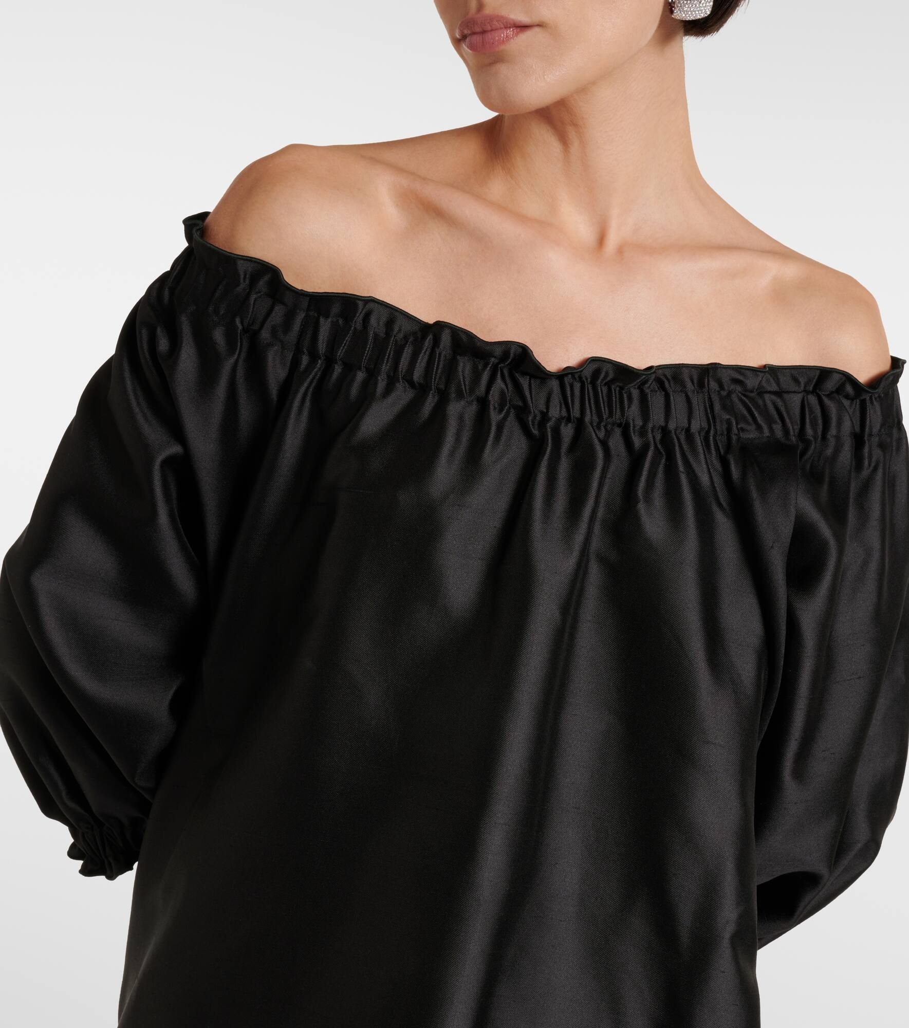 Lepre off-shoulder silk and cotton minidress - 4