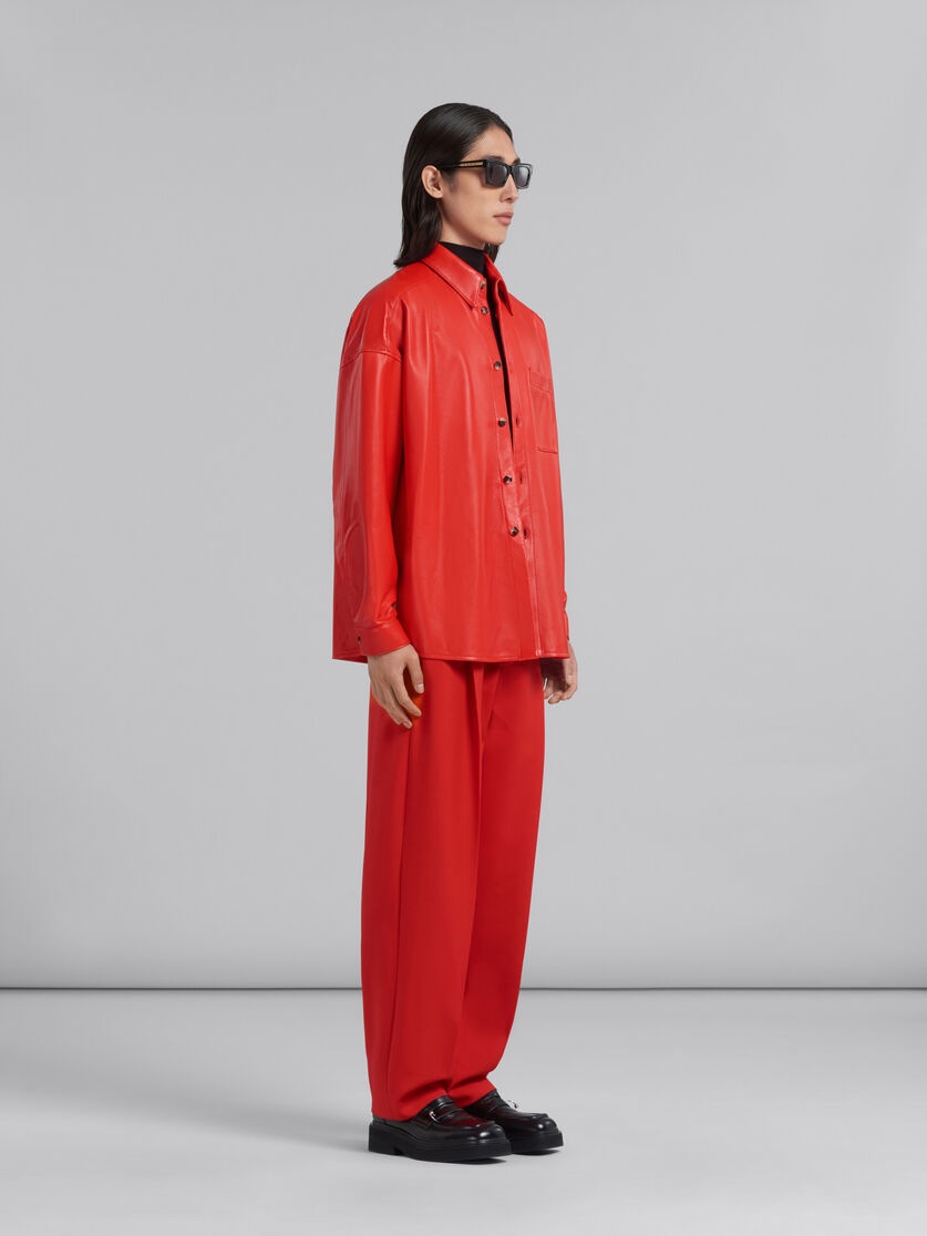RED NAPPA LEATHER SHIRT - 5