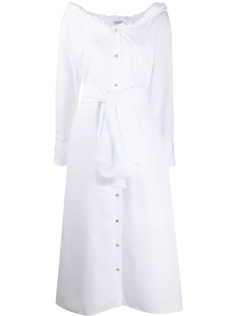 tie-waist button-through midi dress 1