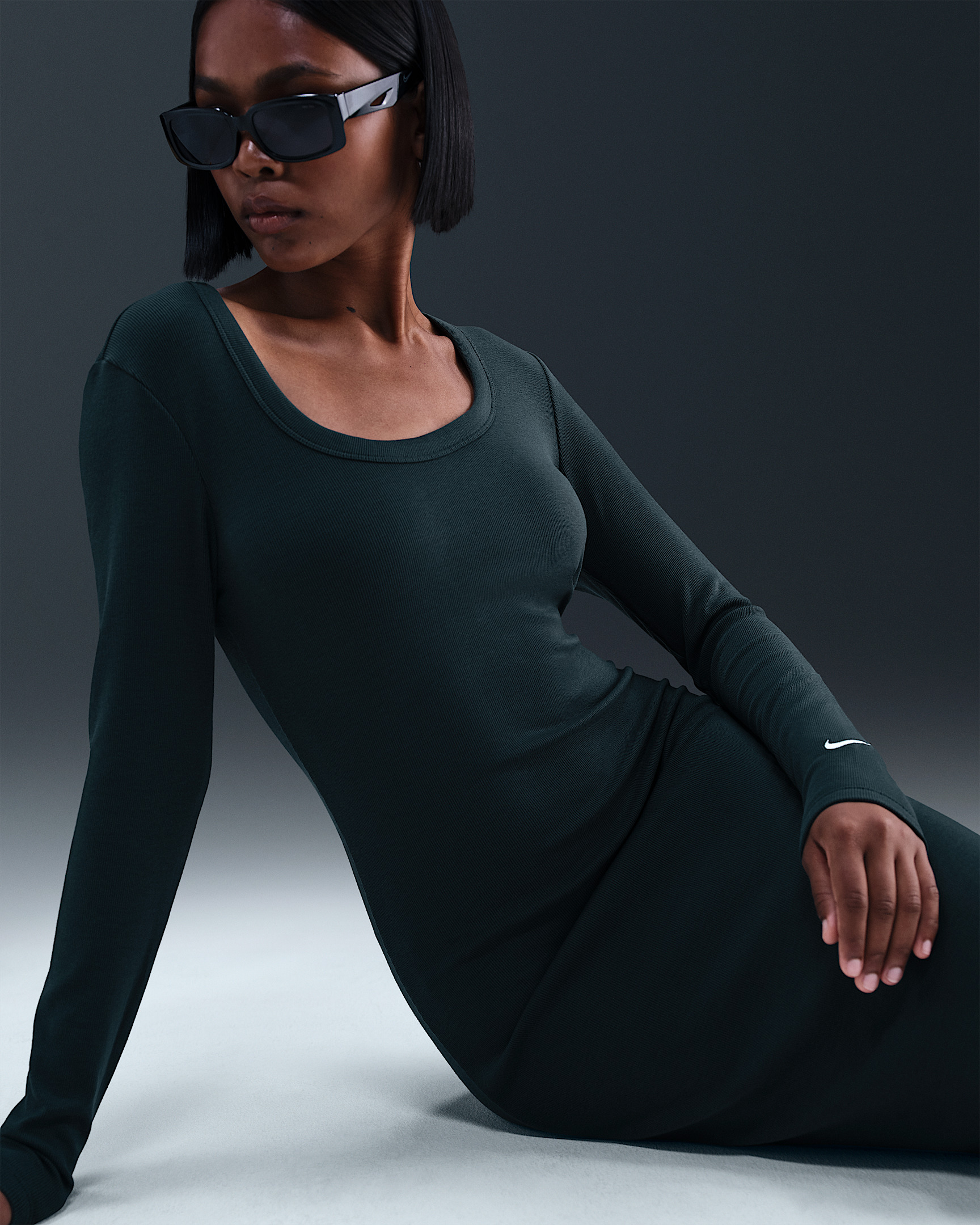 Nike Sportswear Chill Knit Women's Tight Long-Sleeve Midi Mini-Rib Dress - 5
