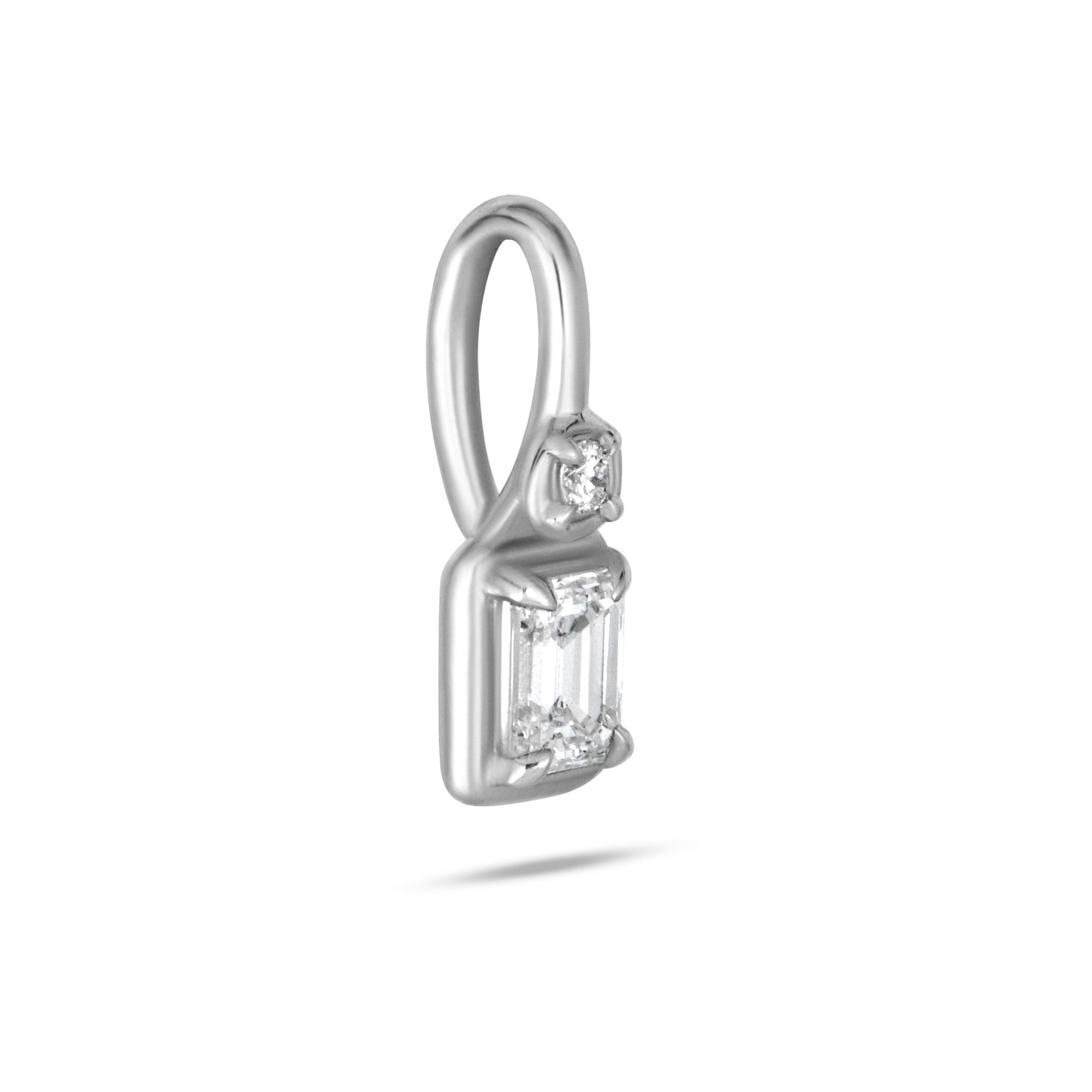 Silver LAB-Created Emerald Diamond Bonbon Charm - 3