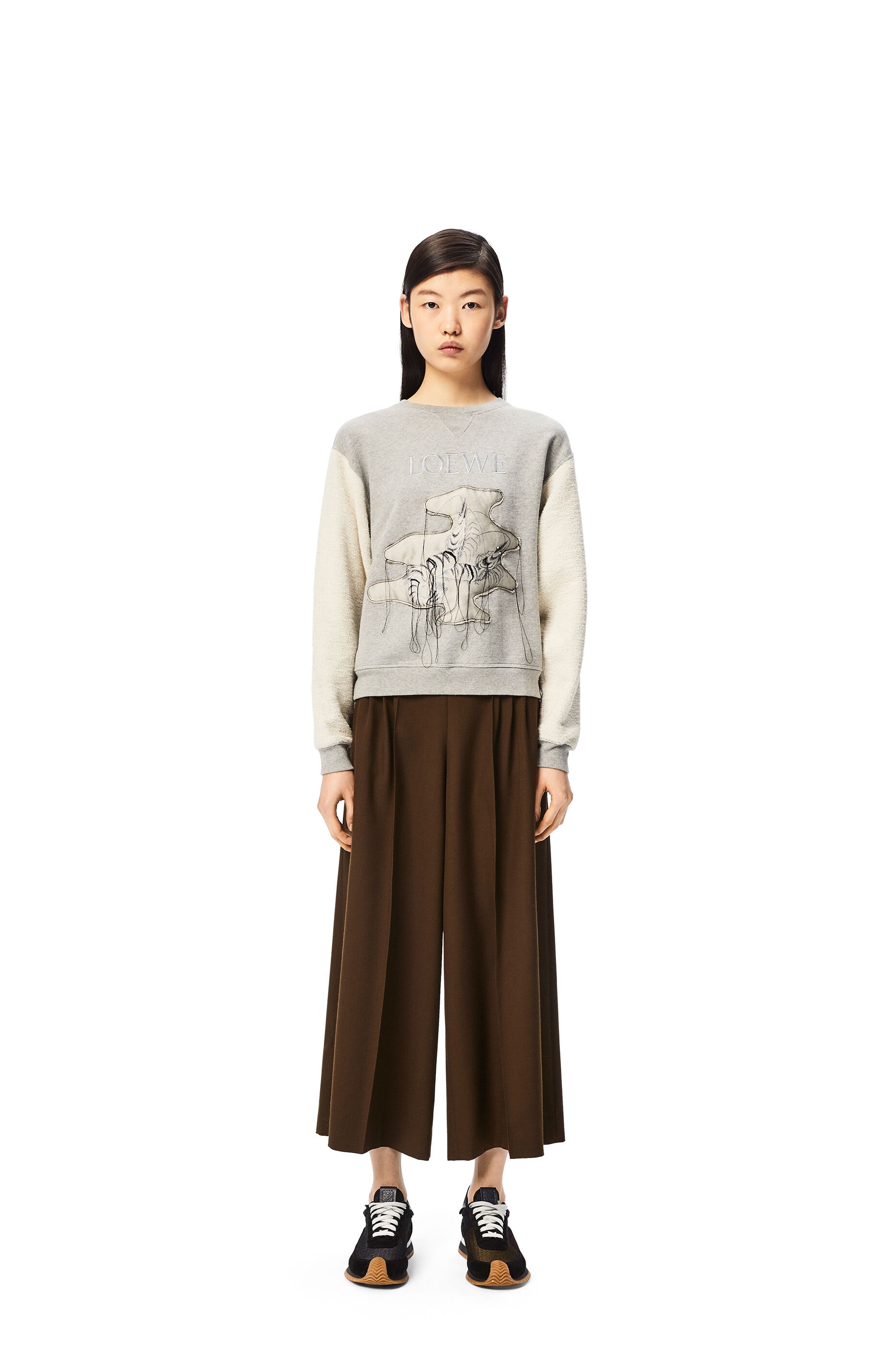 Cropped pleated trousers in wool and silk - 2