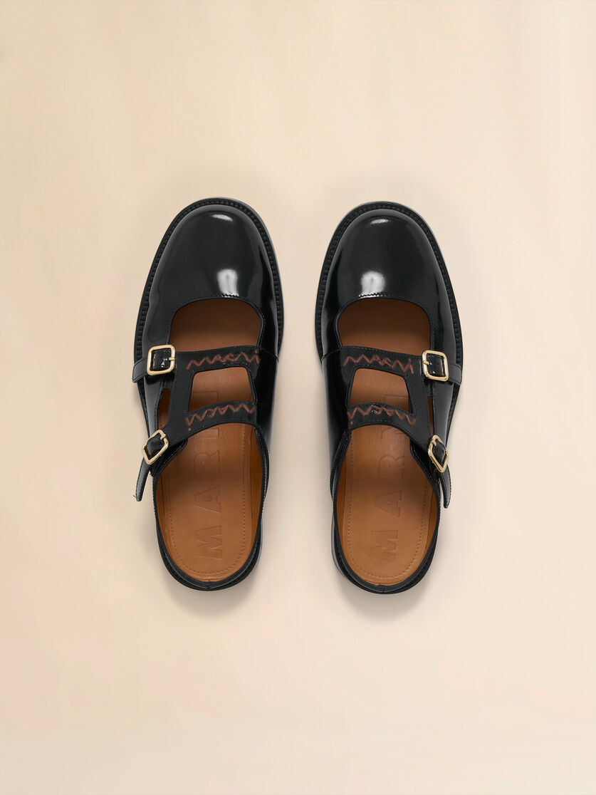BLACK LEATHER BAMBI 3.0 LOAFER WITH DOUBLE BUCKLE - 4