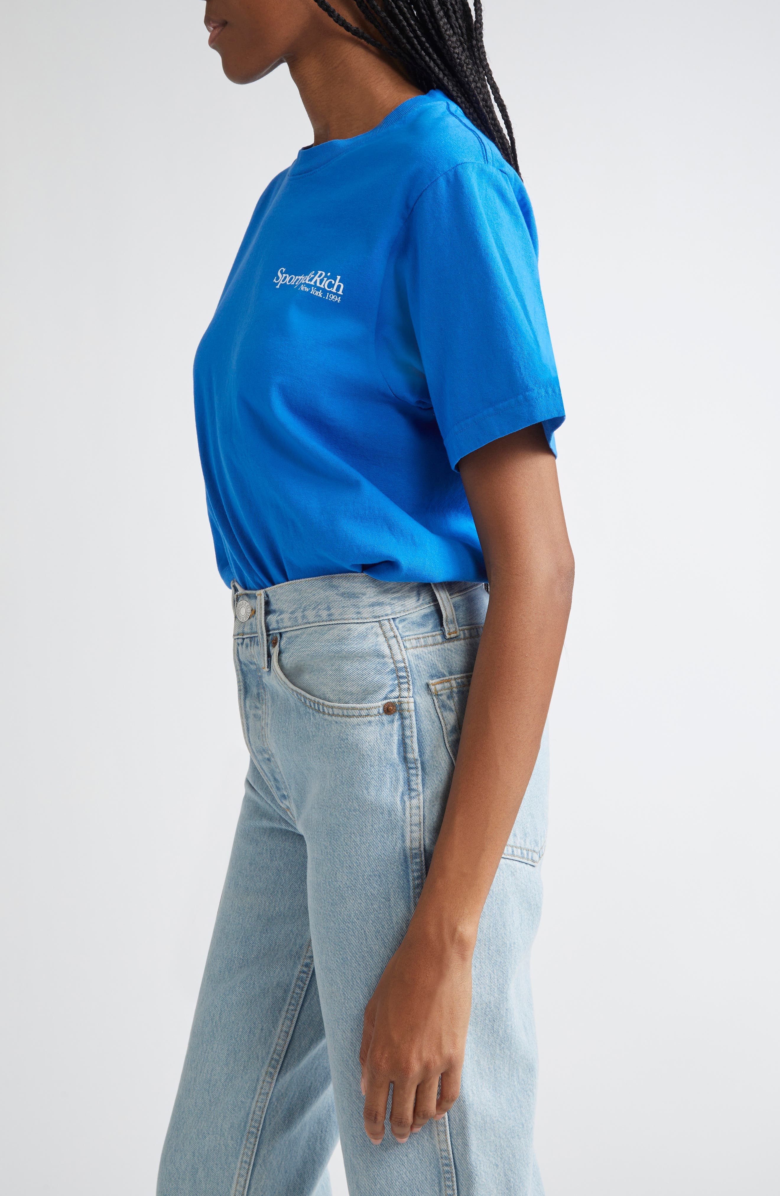 Sporty & Rich Health is Wealth Cotton Graphic T-Shirt in Paris Blue at Nordstrom - 3