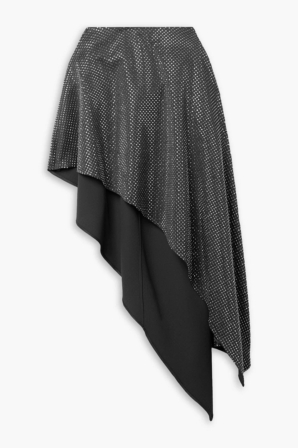 Asymmetric crystal-embellished crepe skirt - 1