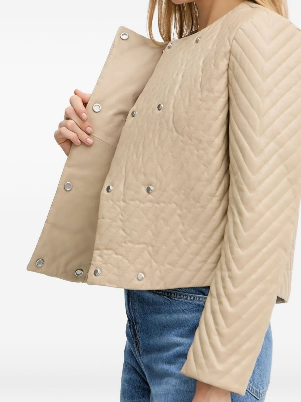 diagonal-quilted leather jacket - 4