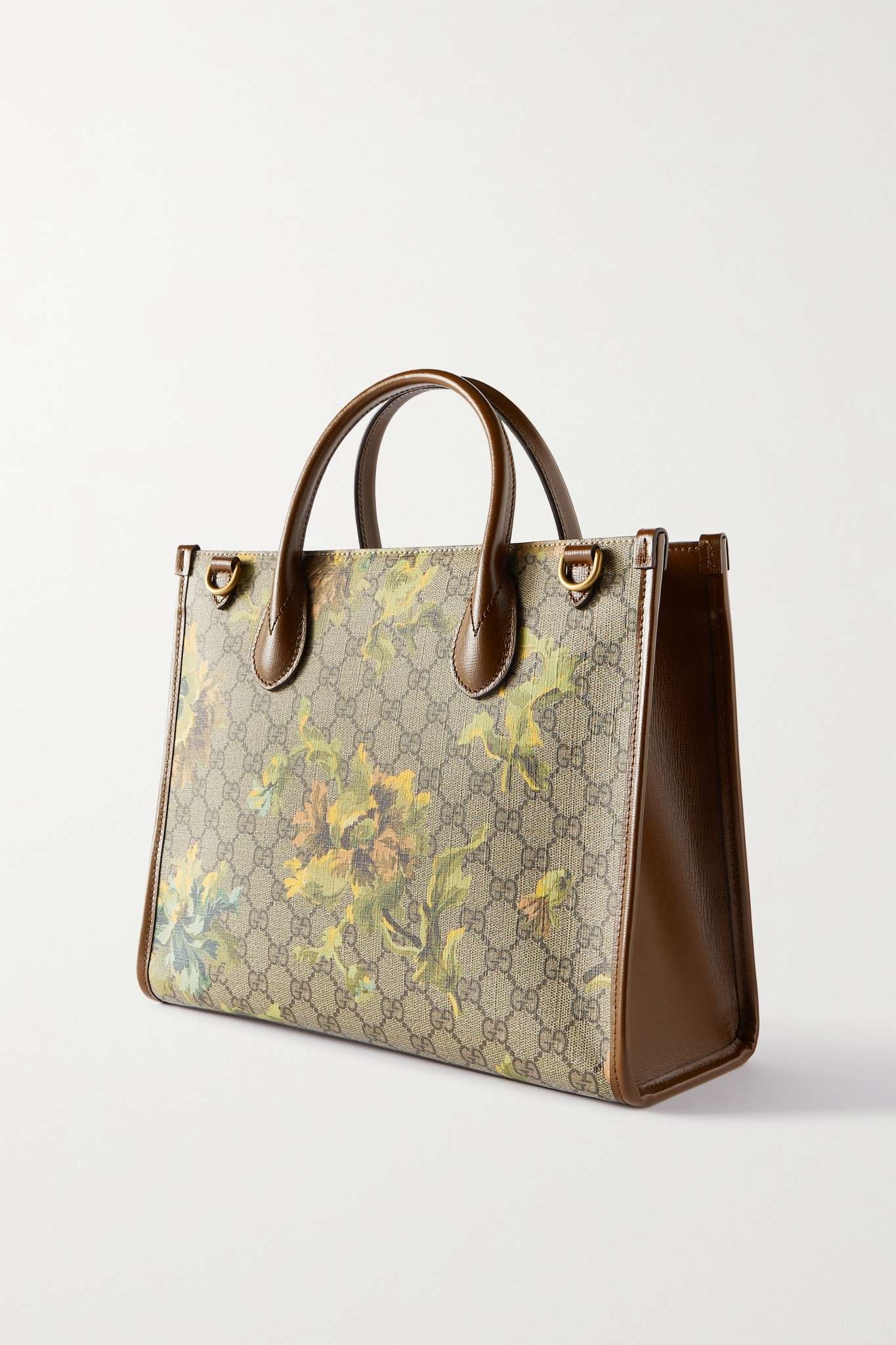 Aria medium leather-trimmed printed coated-canvas tote - 3