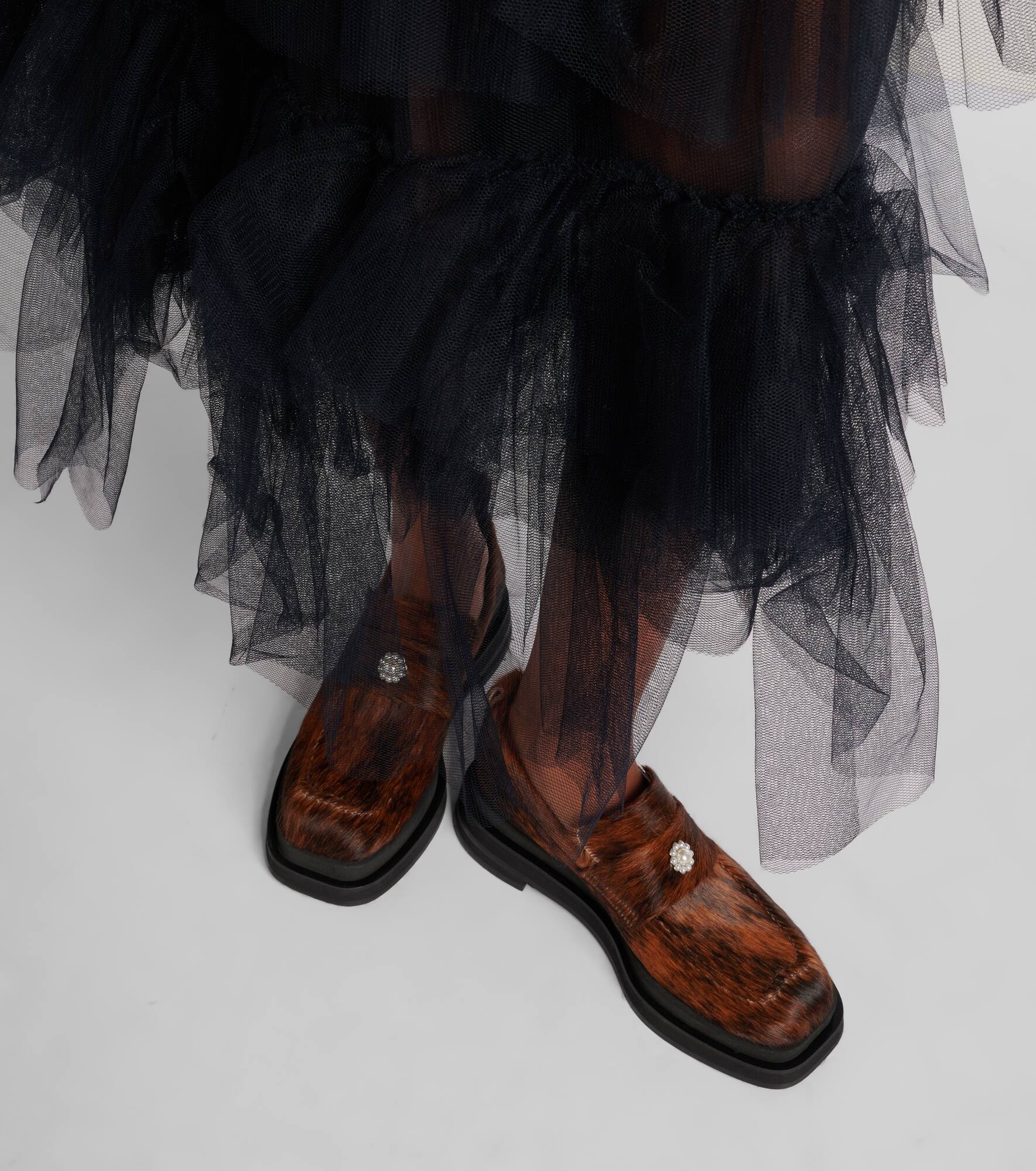 Heart Toe calf hair platform loafers - 7
