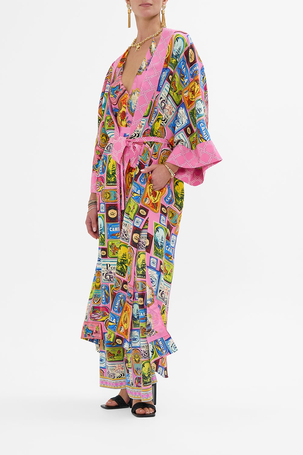 LONG ROBE WITH NARROW COLLAR - 4