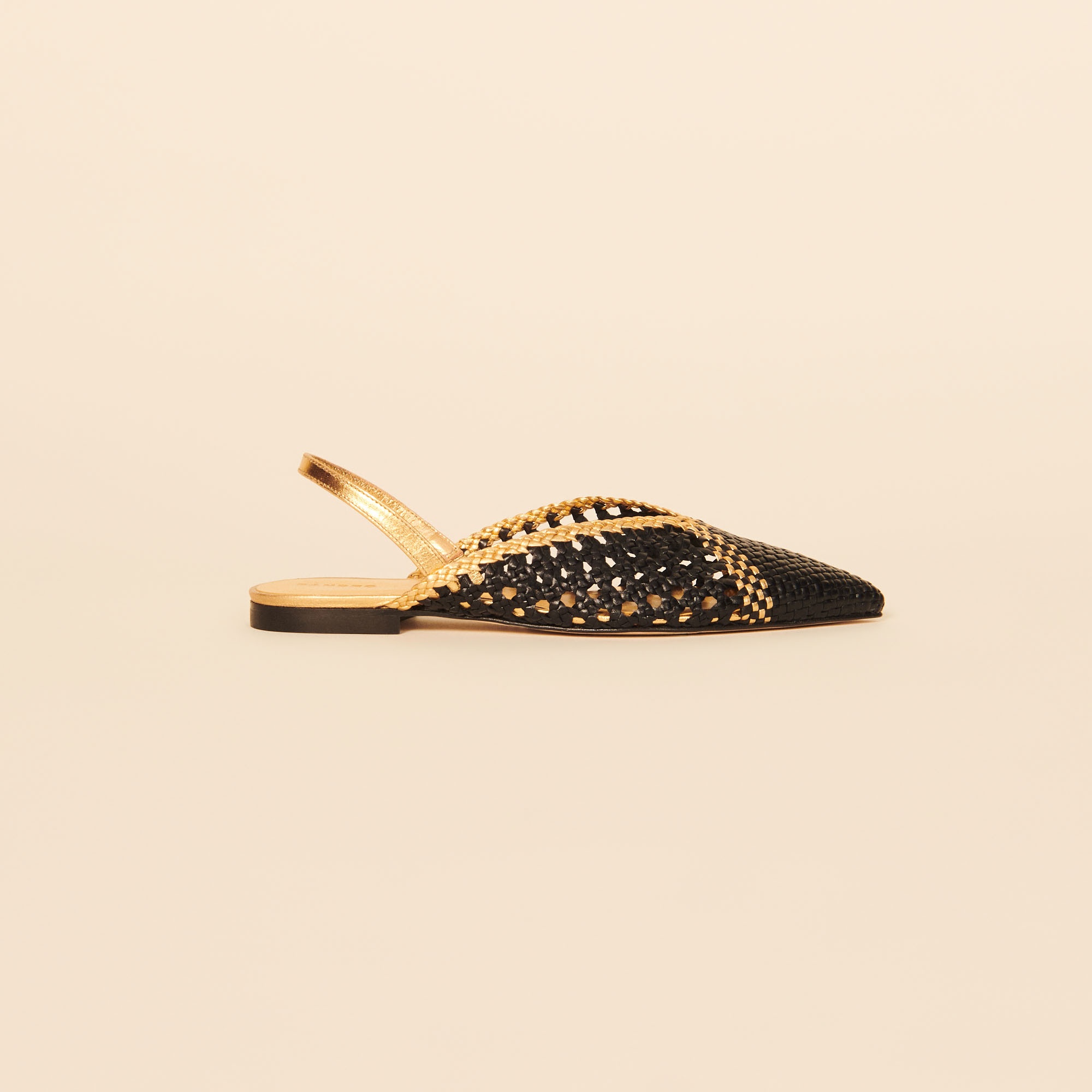 Woven leather slingbacks - 3
