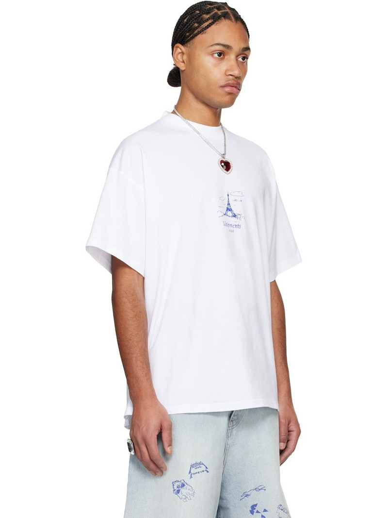 White Scribbled 'Paris' Regular T-shirt 2