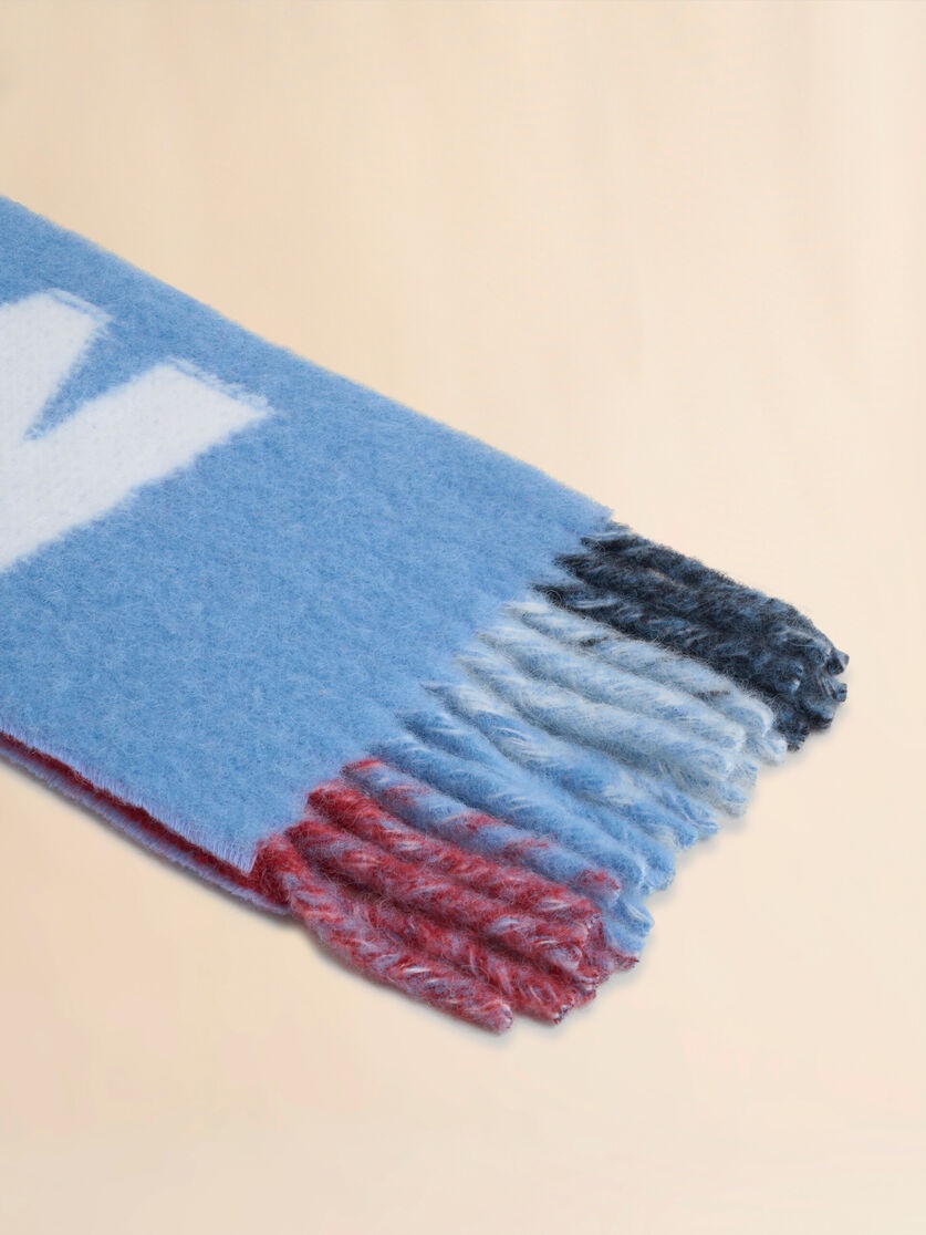 LIGHT BLUE MOHAIR AND WOOL SCARF WITH MAXI LOGO - 2