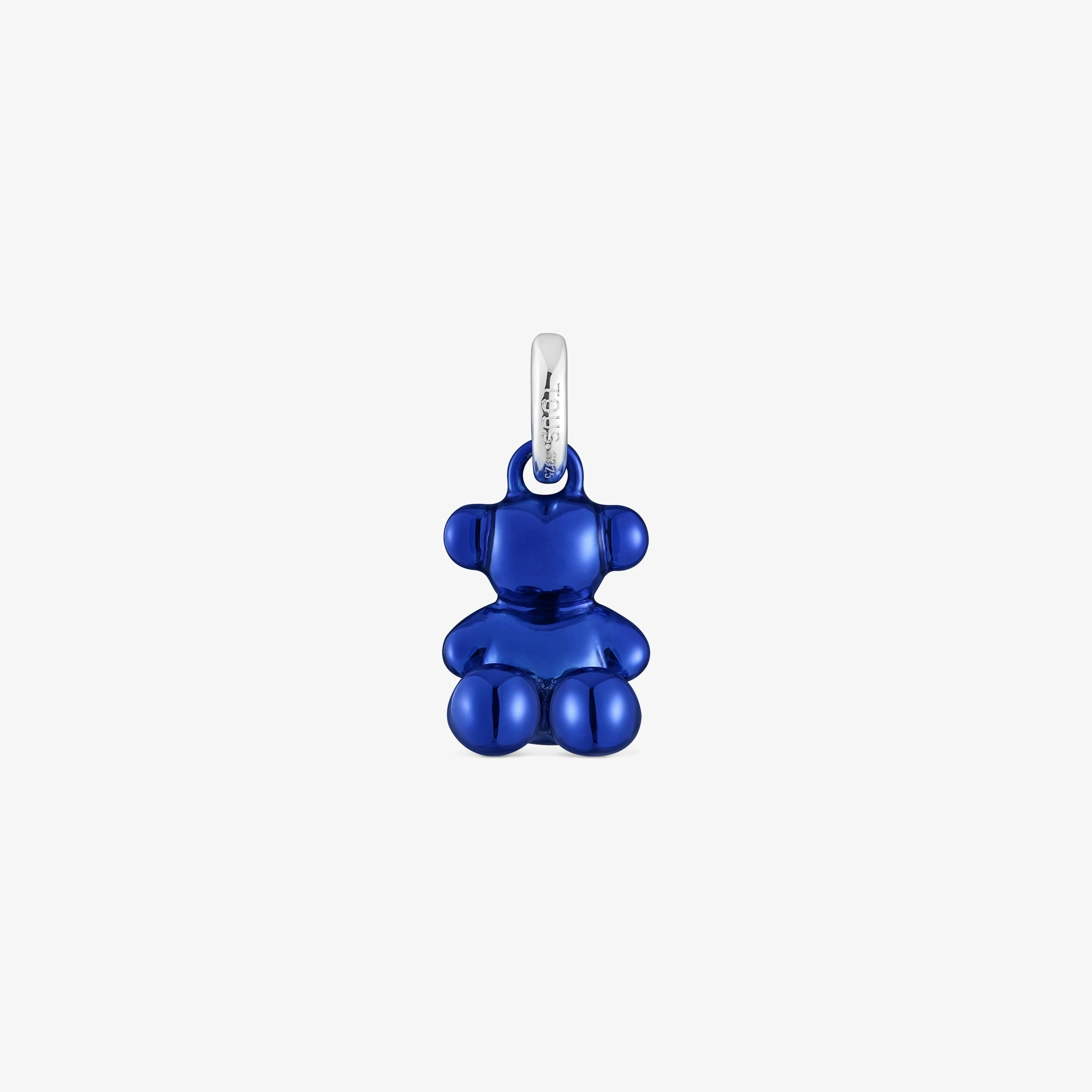 Small Bold Bear navy blue steel bear Pendant - 1