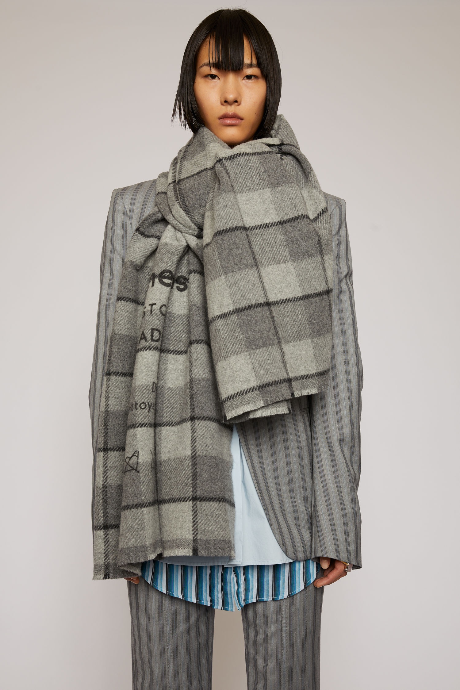 Checked logo scarf grey/black - 5