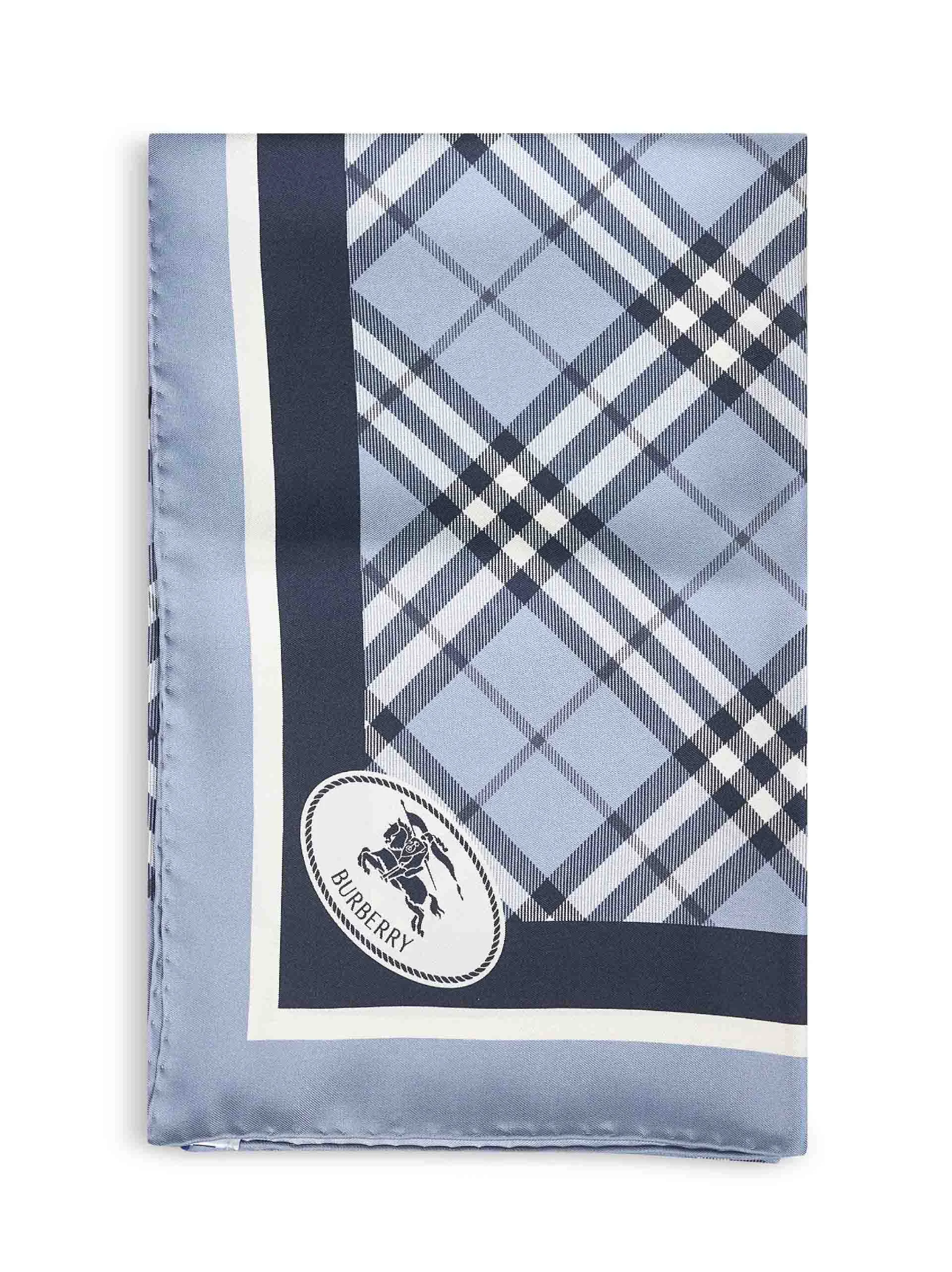 Burberry Women Bank Blue Check Silk Twill Scarf - 1