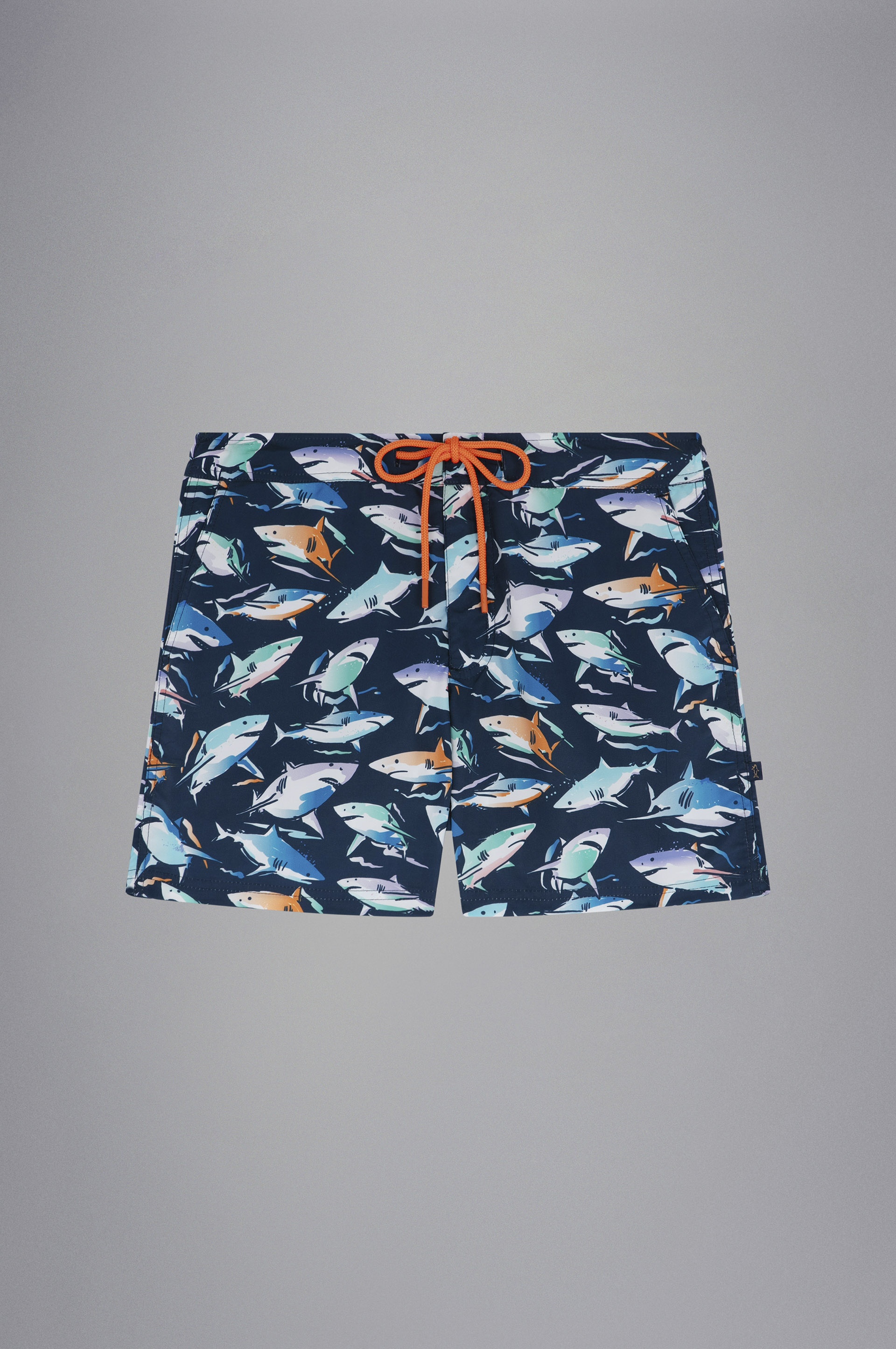 SWIM SHORTS WITH MULTICOLOUR SHARK PRINT - 1