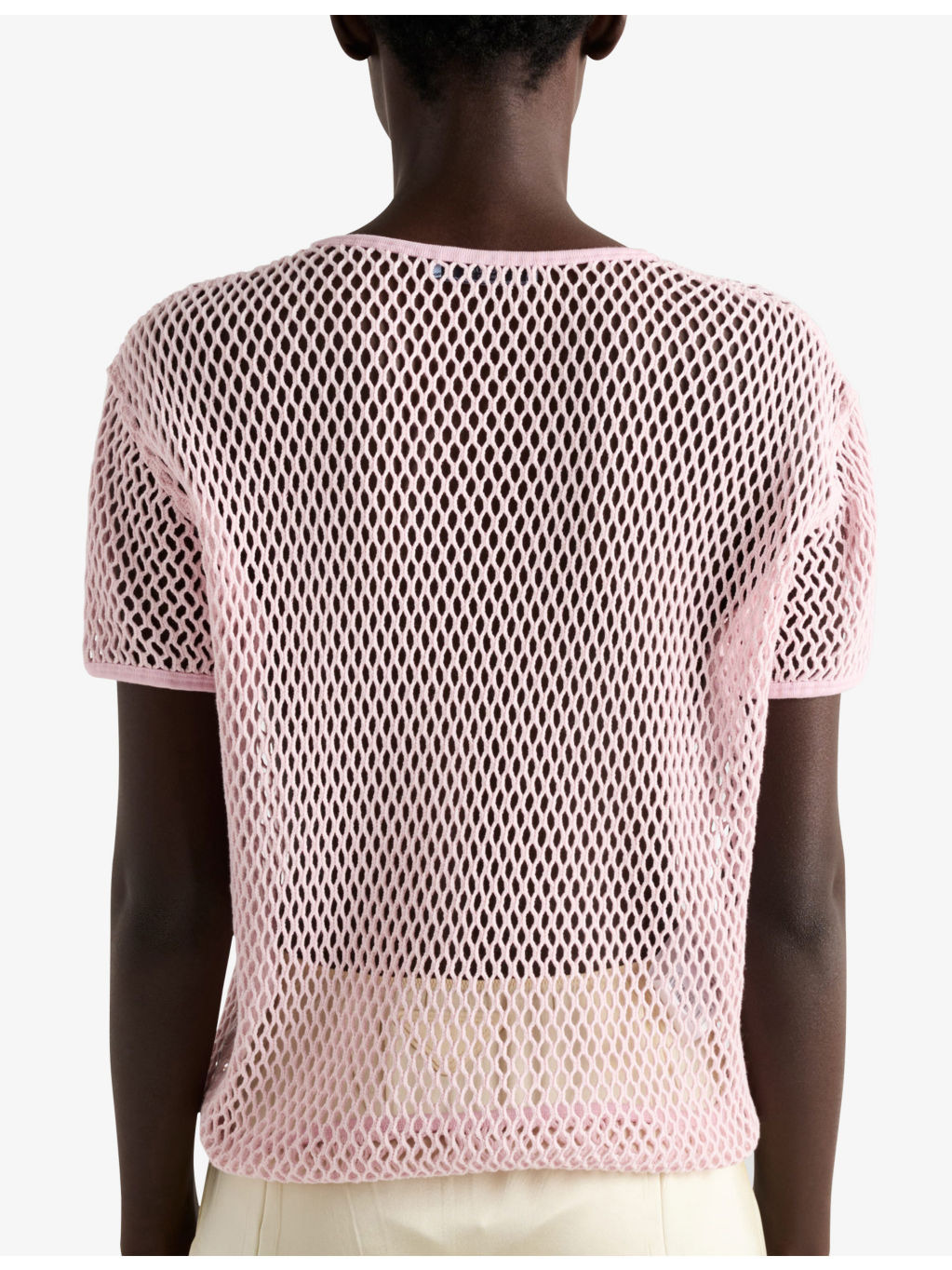 Triangle-Logo Short-Sleeve Cotton Mesh-Knit Top - 4