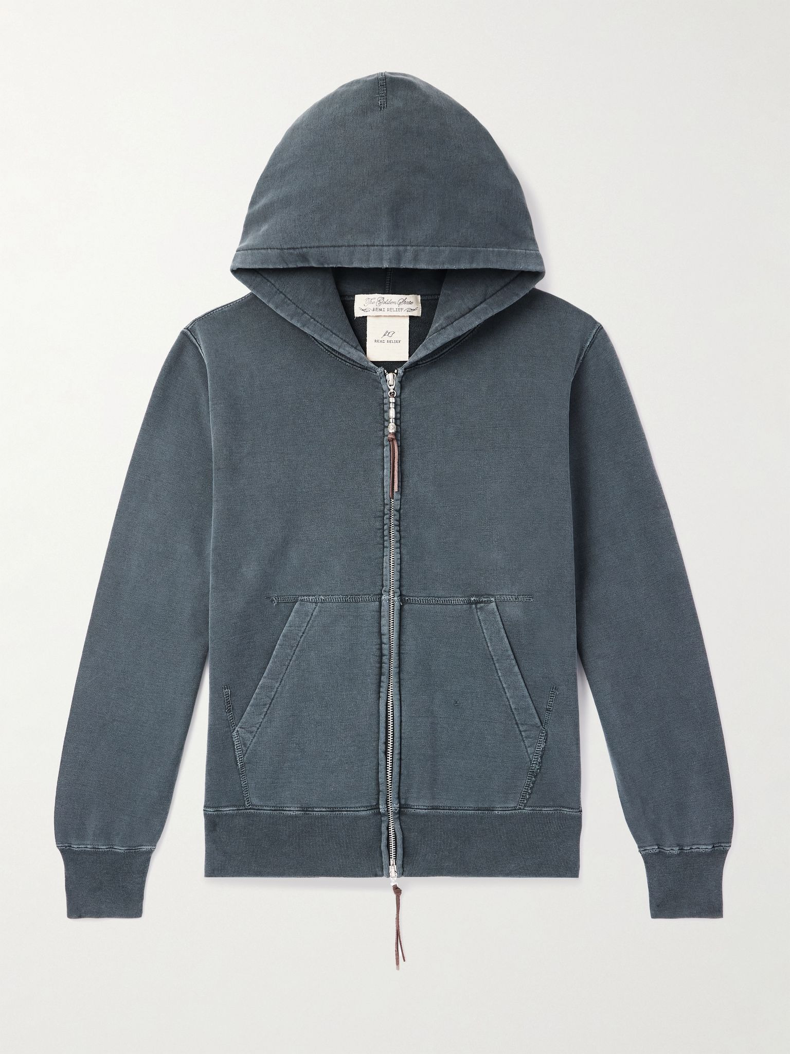 Distressed Cotton-Jersey Zip-Up Hoodie Black - 1