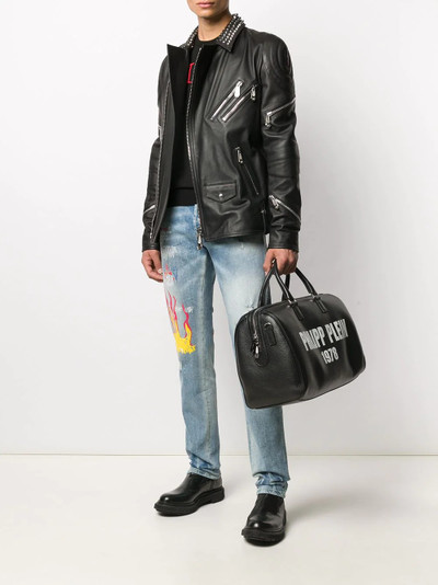 PHILIPP PLEIN medium logo print holdall outlook