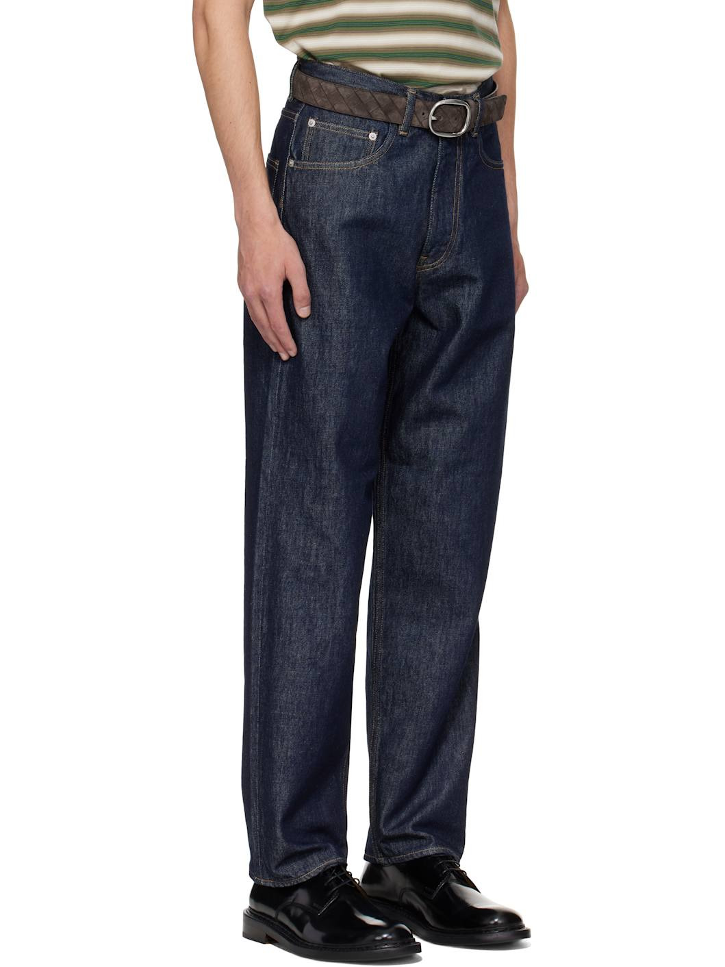 Indigo Hard Twist Denim Wide Jeans - 2