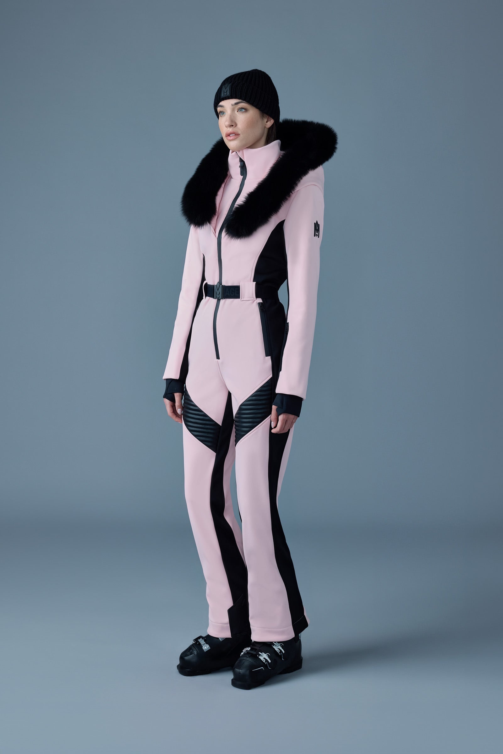 ELLE-Z Techno fleece ski suit with removable hood and fur trim - 3
