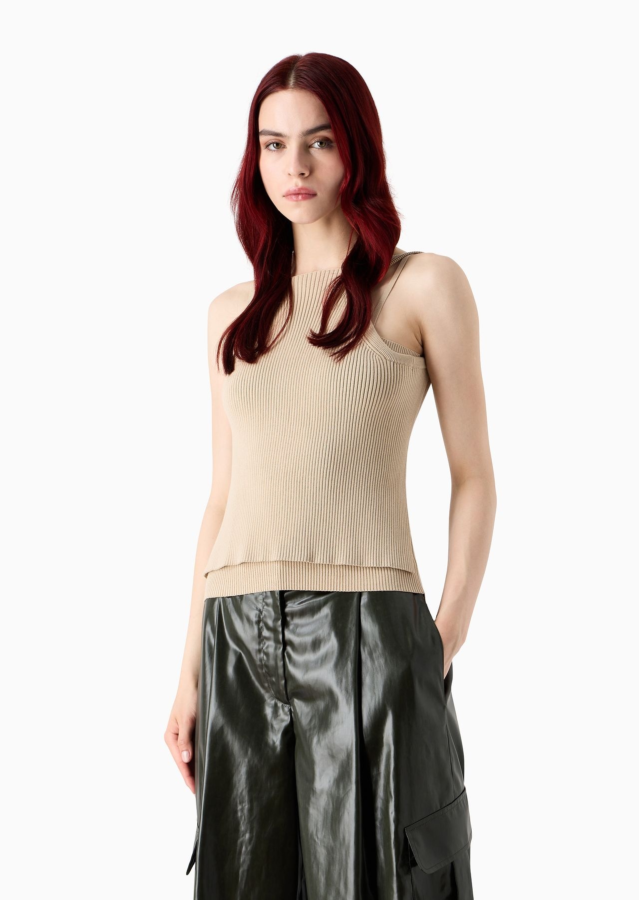 Emporio Armani Sustainability Values Capsule Collection viscose blend rib-knit tank top - 2