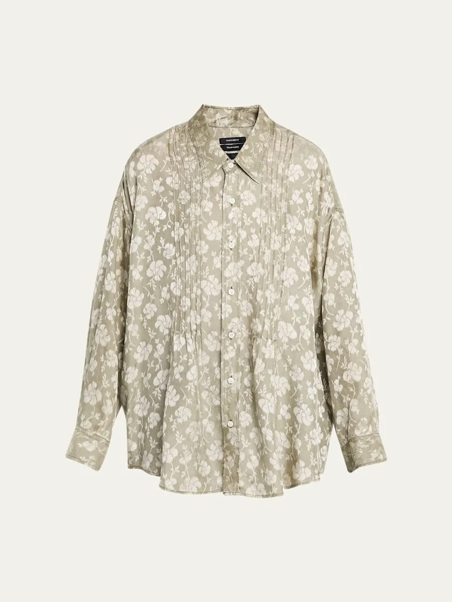 Floral Pintuck Long-Sleeve Shirt - 1