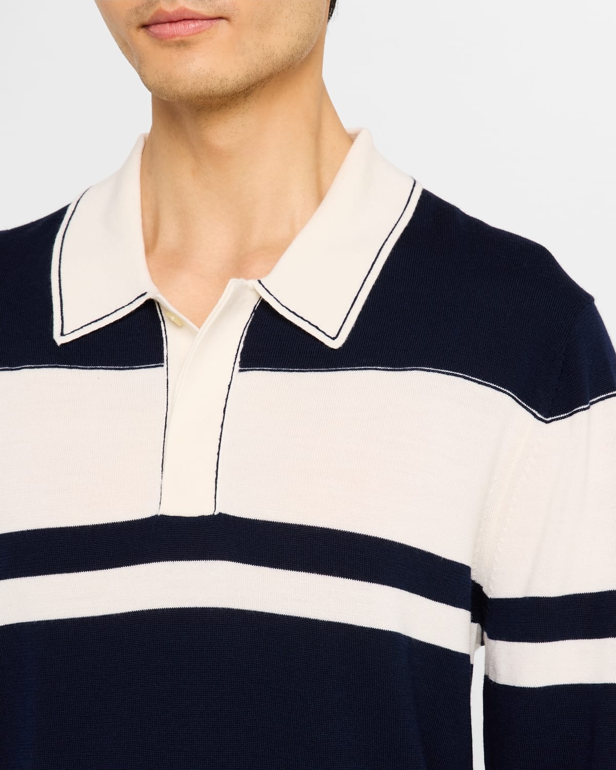 Men's Louis Wool Stripe Polo Sweater - 5