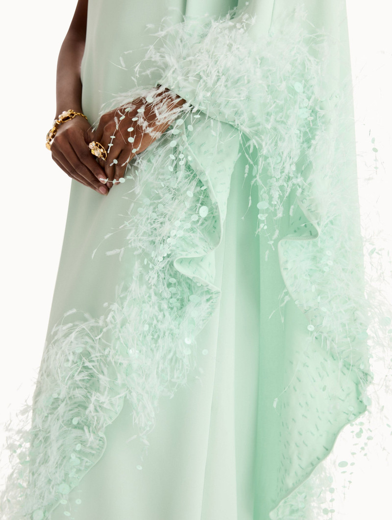 POINT D’ESPRIT FEATHER EMBROIDERED CAFTAN 5