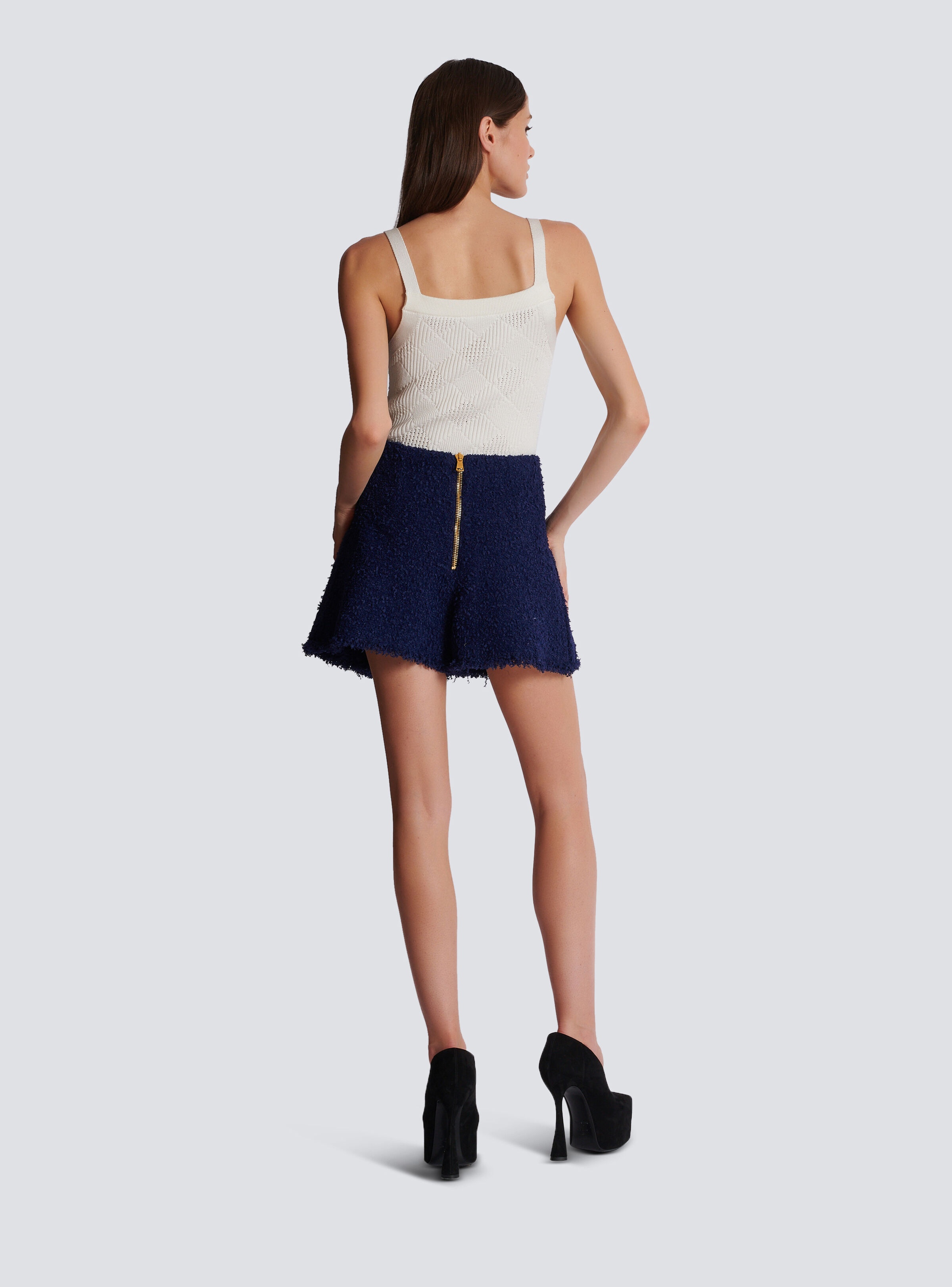 Belted tweed shorts with Snail buttons - 4
