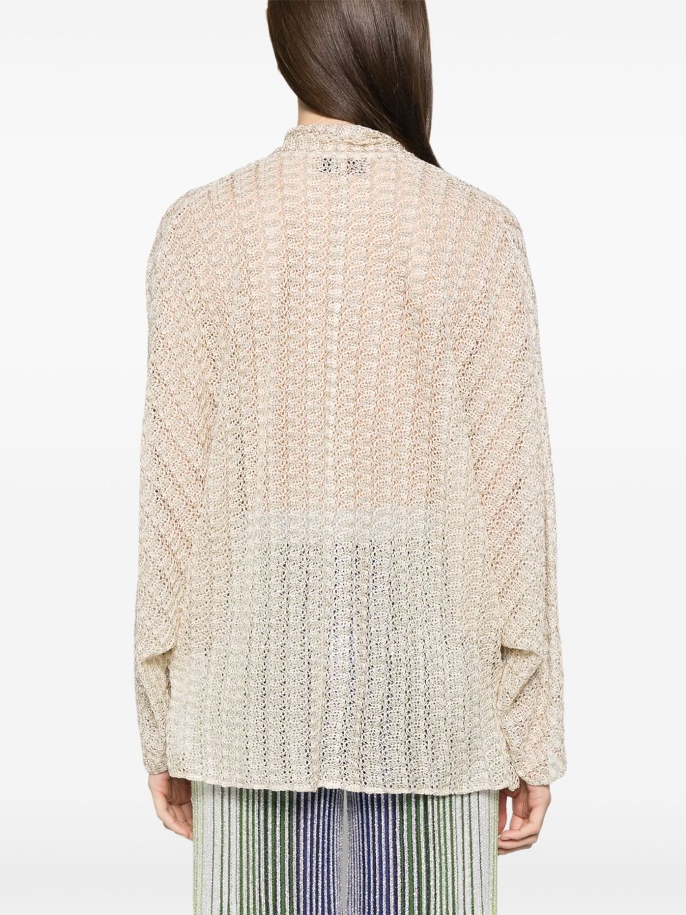 sash-collar lamé blouse - 4