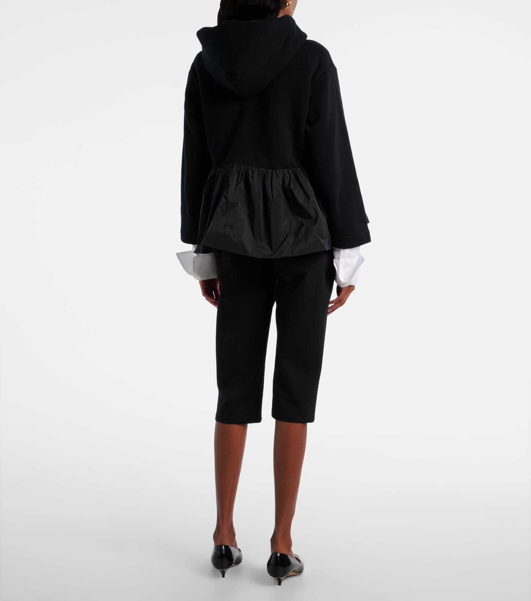 Faille-trimmed cotton jersey zip-up hoodie - 3